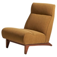 Edward Wormley, Rare Lounge Chair, Wood, Beige Fabric, America, 1960s