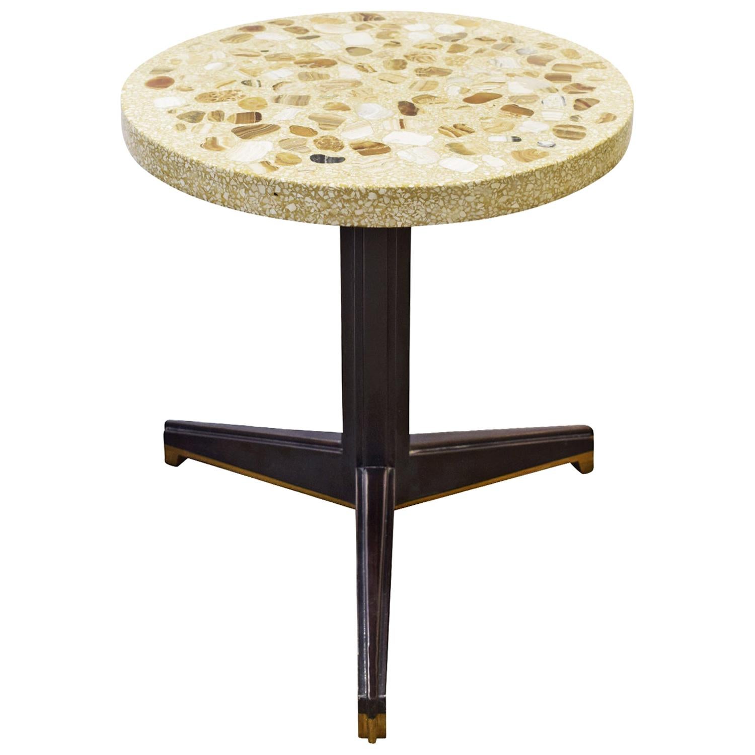 Edward Wormley Rare Occasional Table with Marble Set in Terrazzo 1959 'Signed'