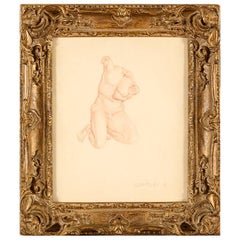 Edward Wormley, Rare Sanguine Drawing Classical Nude Male