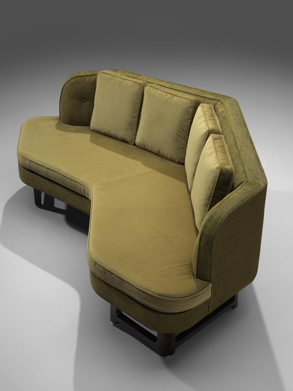 Mid-Century Modern Edward Wormley Reupholstered 'Janus' Sofa with Green Upholstery