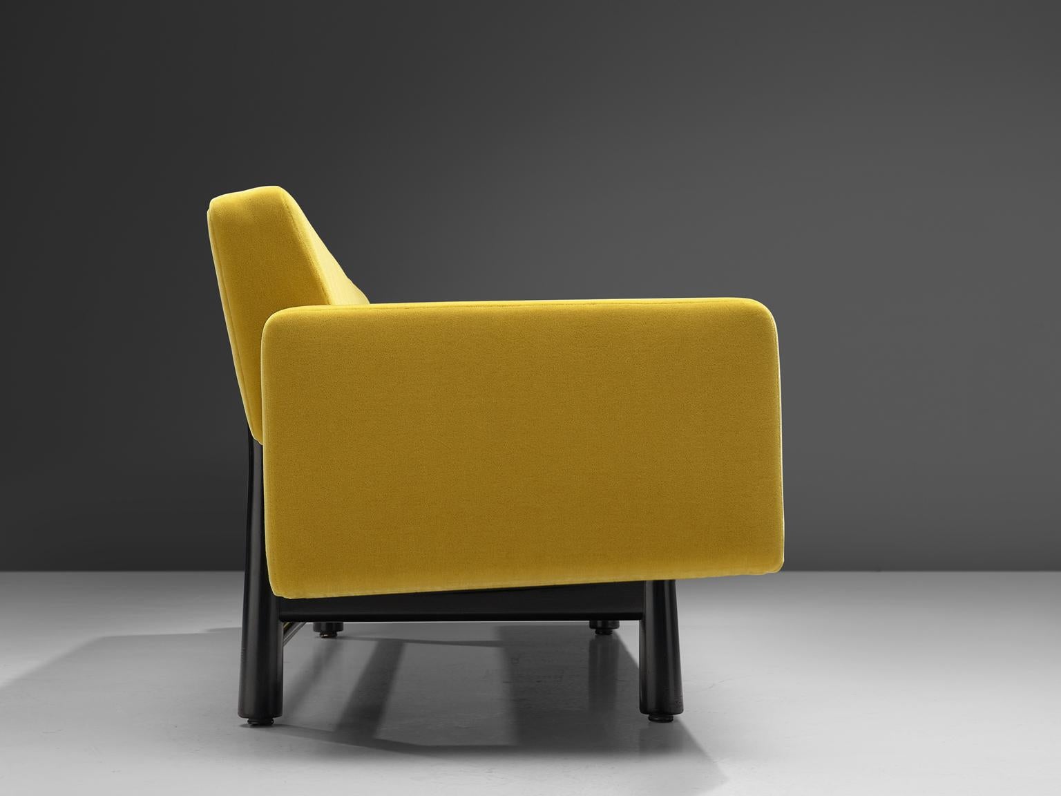 Fabric Edward Wormley Reupholstered Yellow Sofa Model 5316