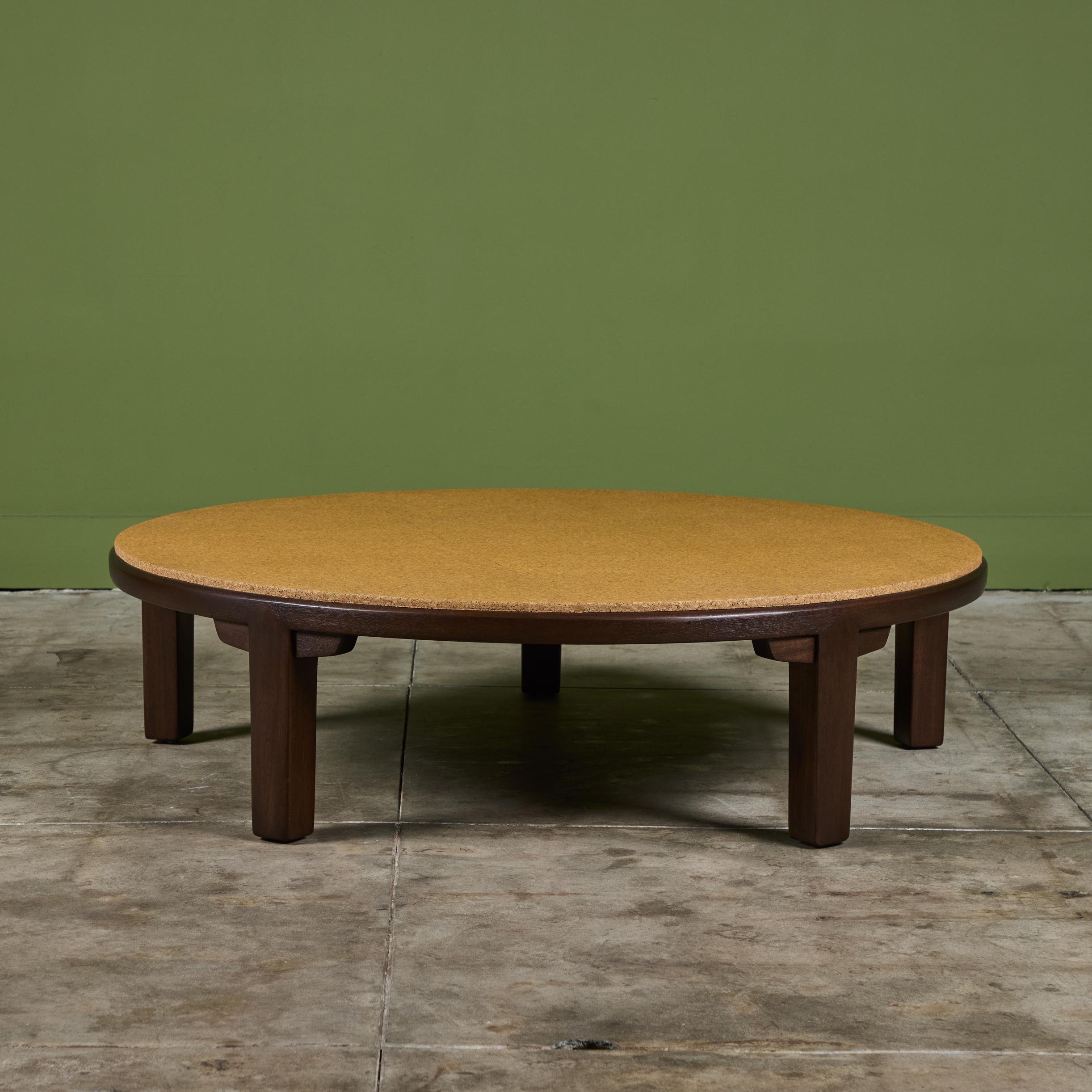 American Edward Wormley Round Cork Top Coffee Table for Dunbar For Sale