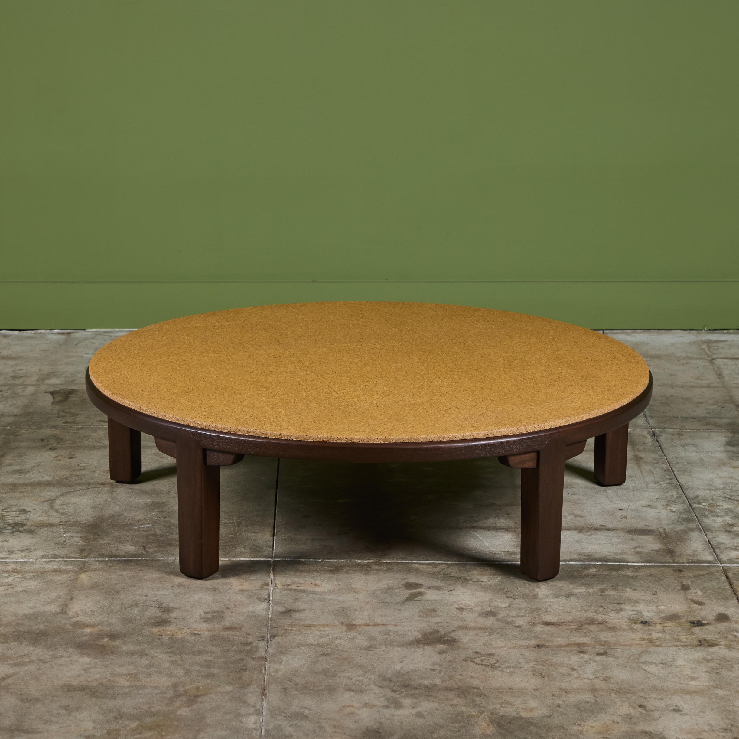 Mid-20th Century Edward Wormley Round Cork Top Coffee Table for Dunbar For Sale