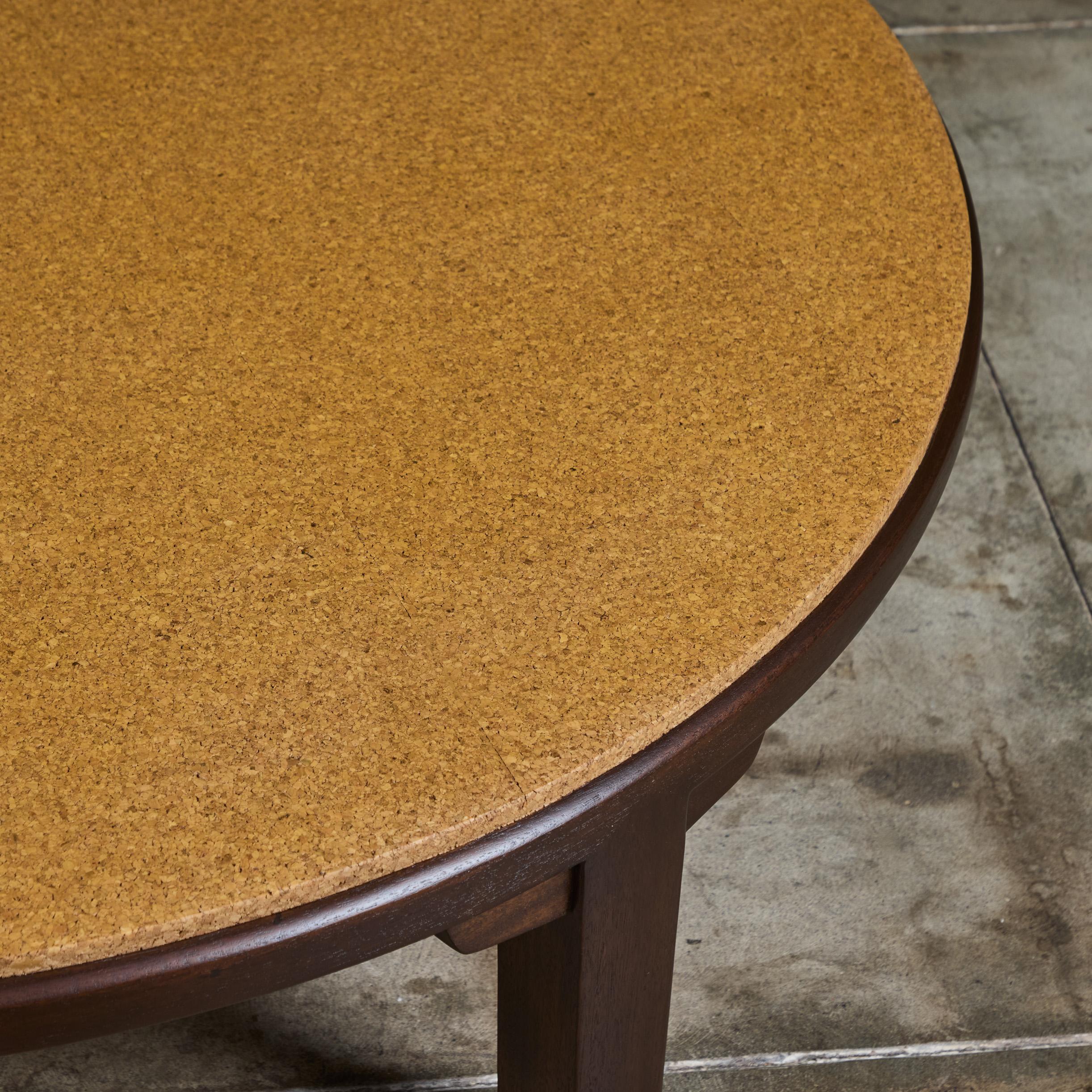 Edward Wormley Round Cork Top Coffee Table for Dunbar For Sale 1