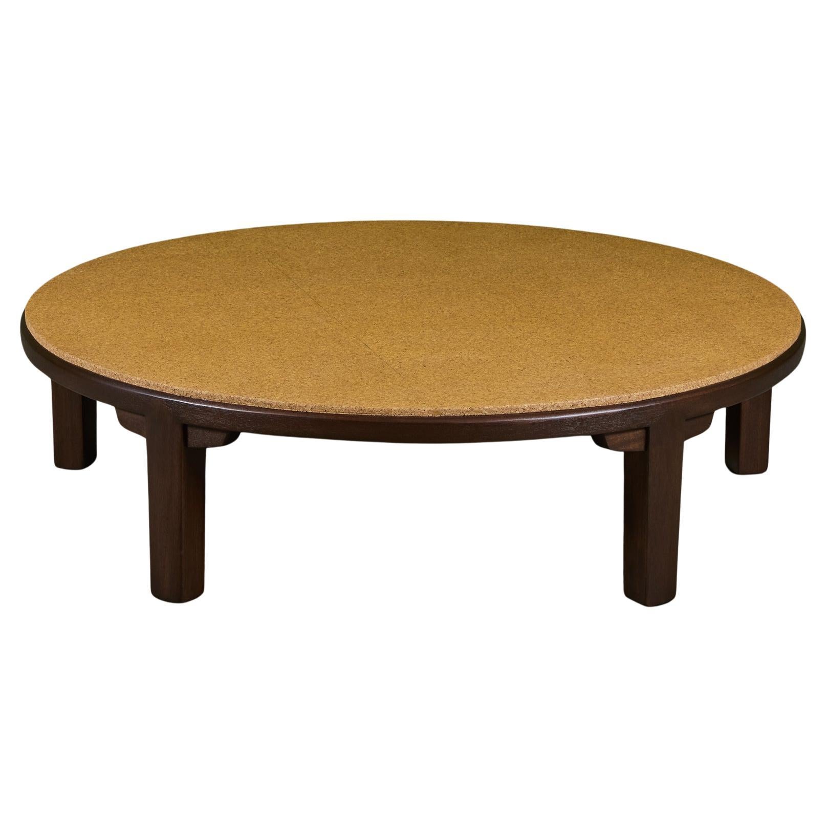 Runder Couchtisch mit Korkplatte von Edward Wormley für Dunbar
