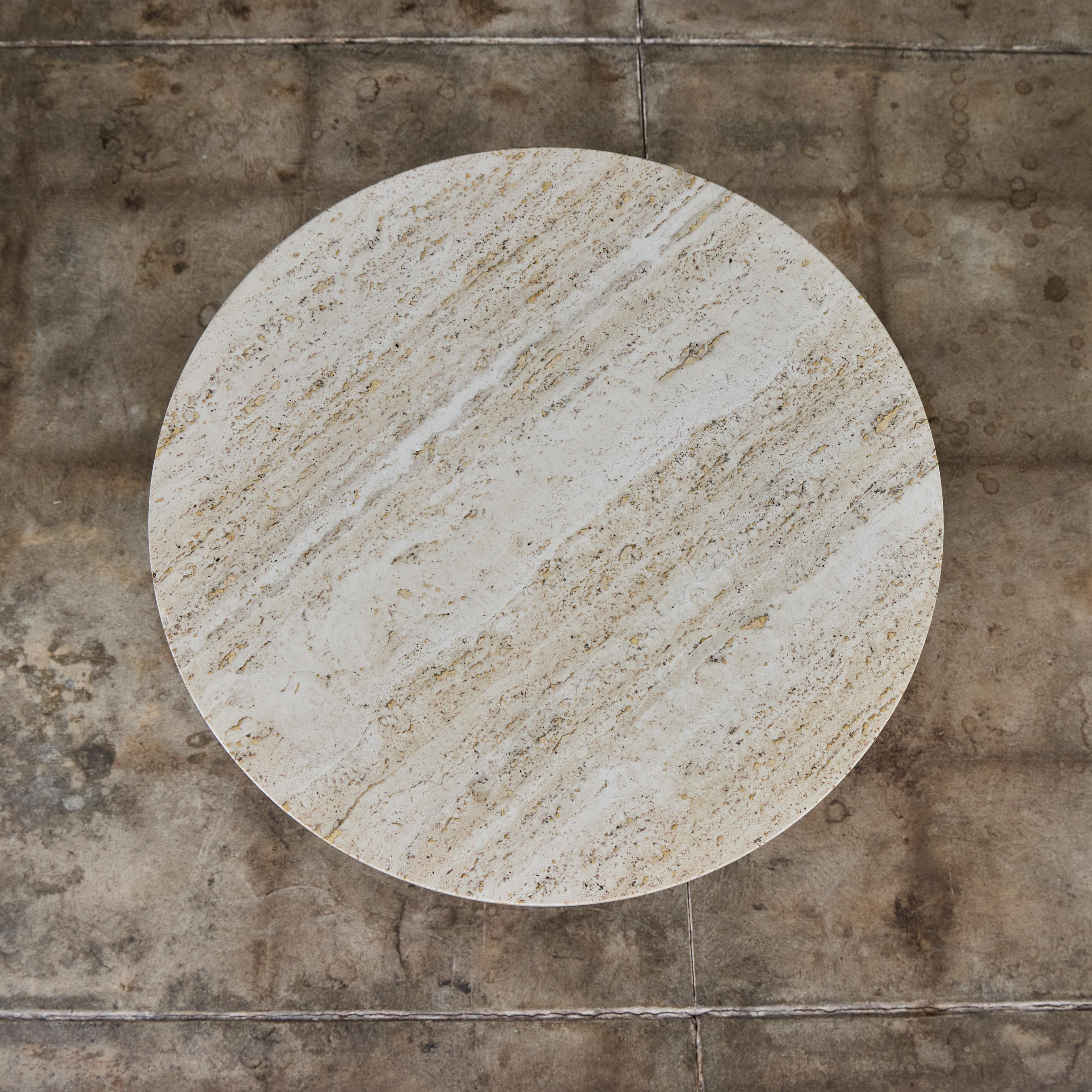 Edward Wormley Round Travertine Side Table for Dunbar For Sale 4
