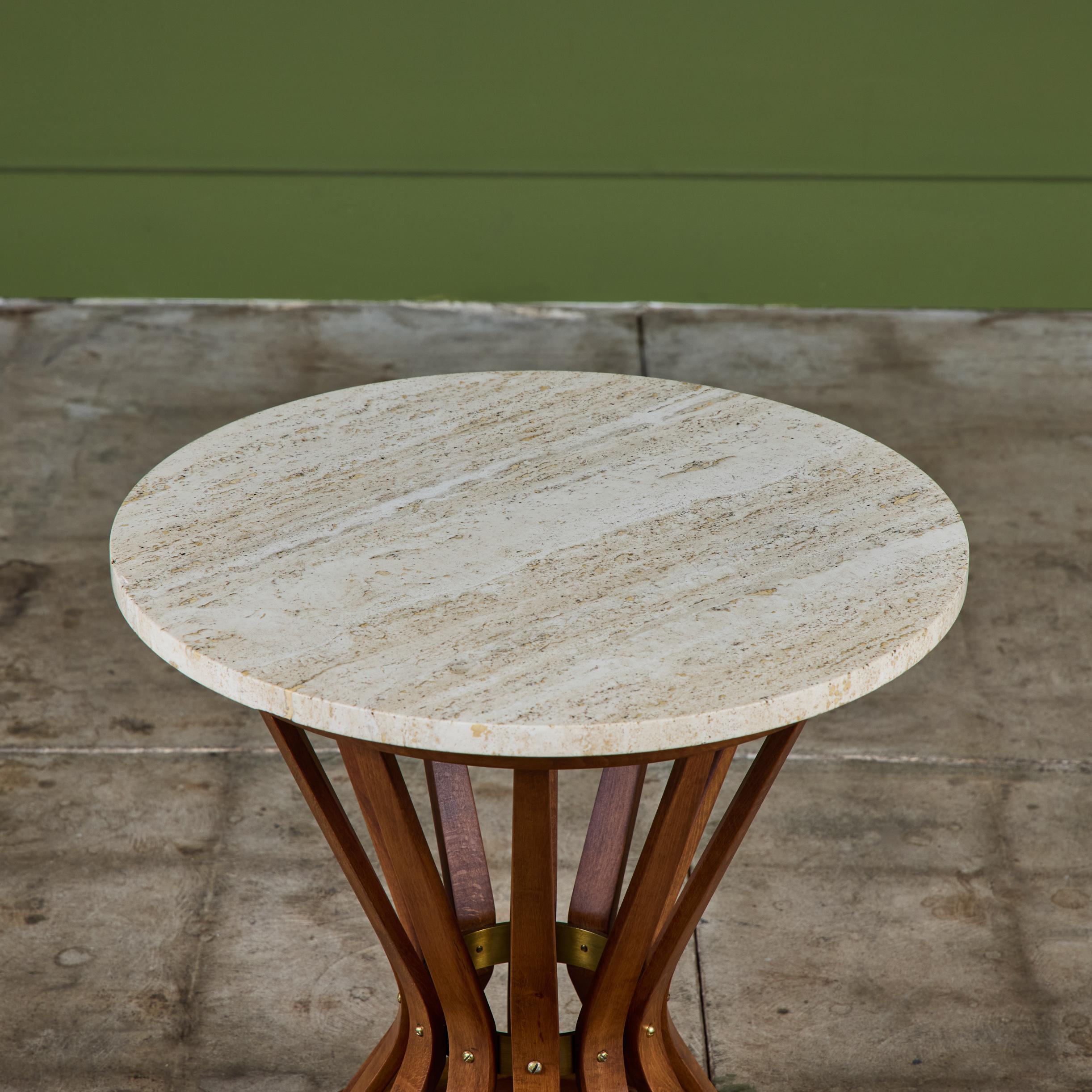 Edward Wormley Round Travertine Side Table for Dunbar For Sale 5