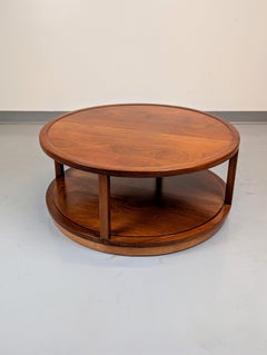 Edward Wormley Round two tier Walnut Coffee table for Dunbar