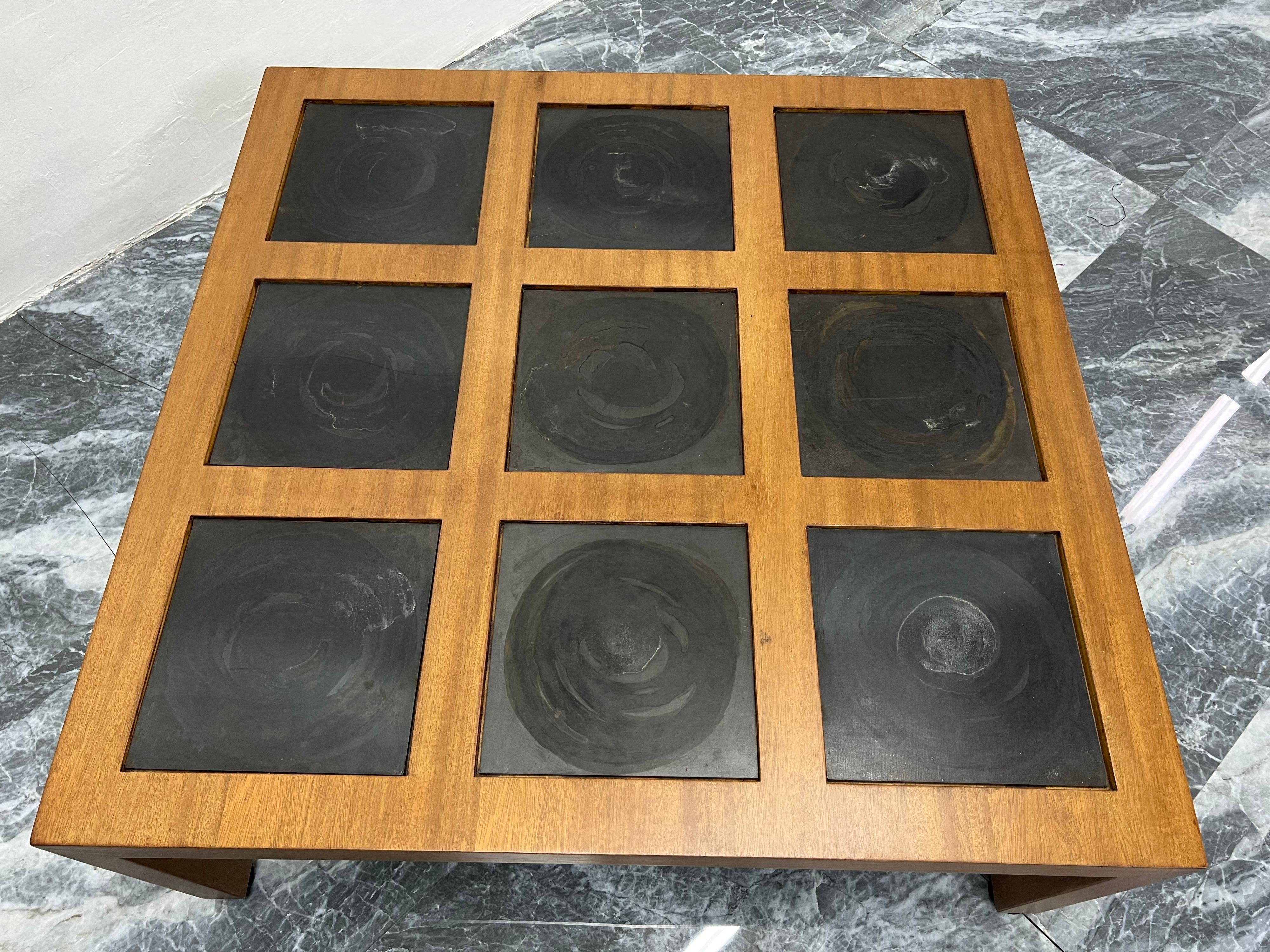 Acier Table basse en bois de santal et acier noirci pour Dunbar, années 1950 en vente