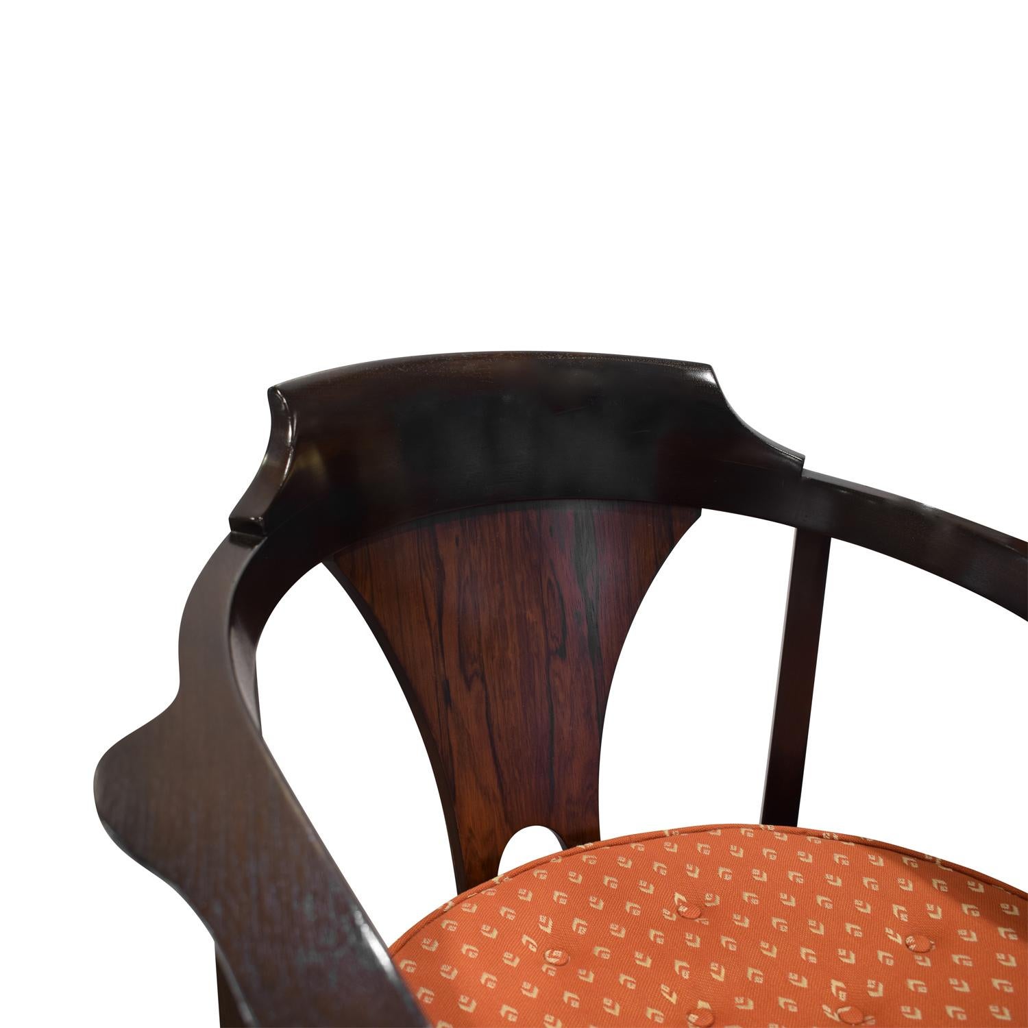 Mid-20th Century Edward Wormley Set of 4 Dining/Game Chairs in Walnut and Rosewood 1963 'Signed' For Sale