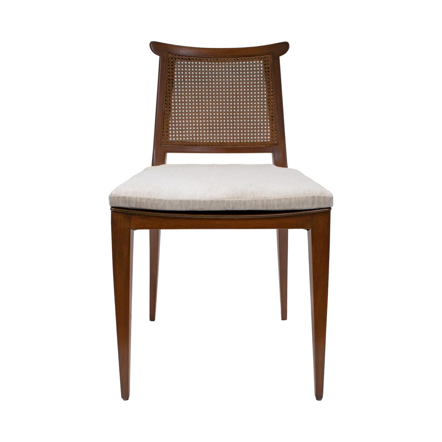 Mid-Century Modern Edward Wormley Set of 6 Dining Chairs in Mahogany with Cane Backs 1940s