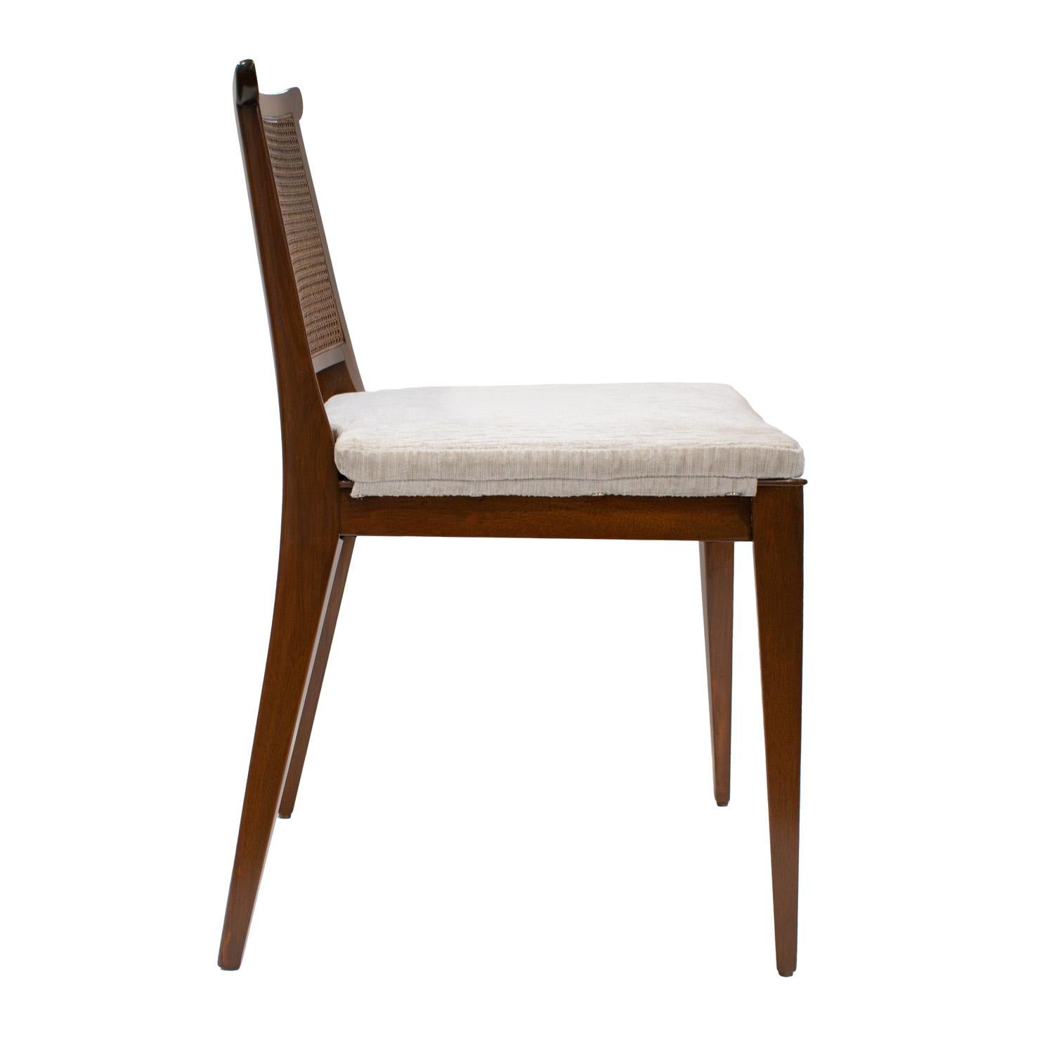 Hand-Crafted Edward Wormley Set of 6 Dining Chairs in Mahogany with Cane Backs 1940s