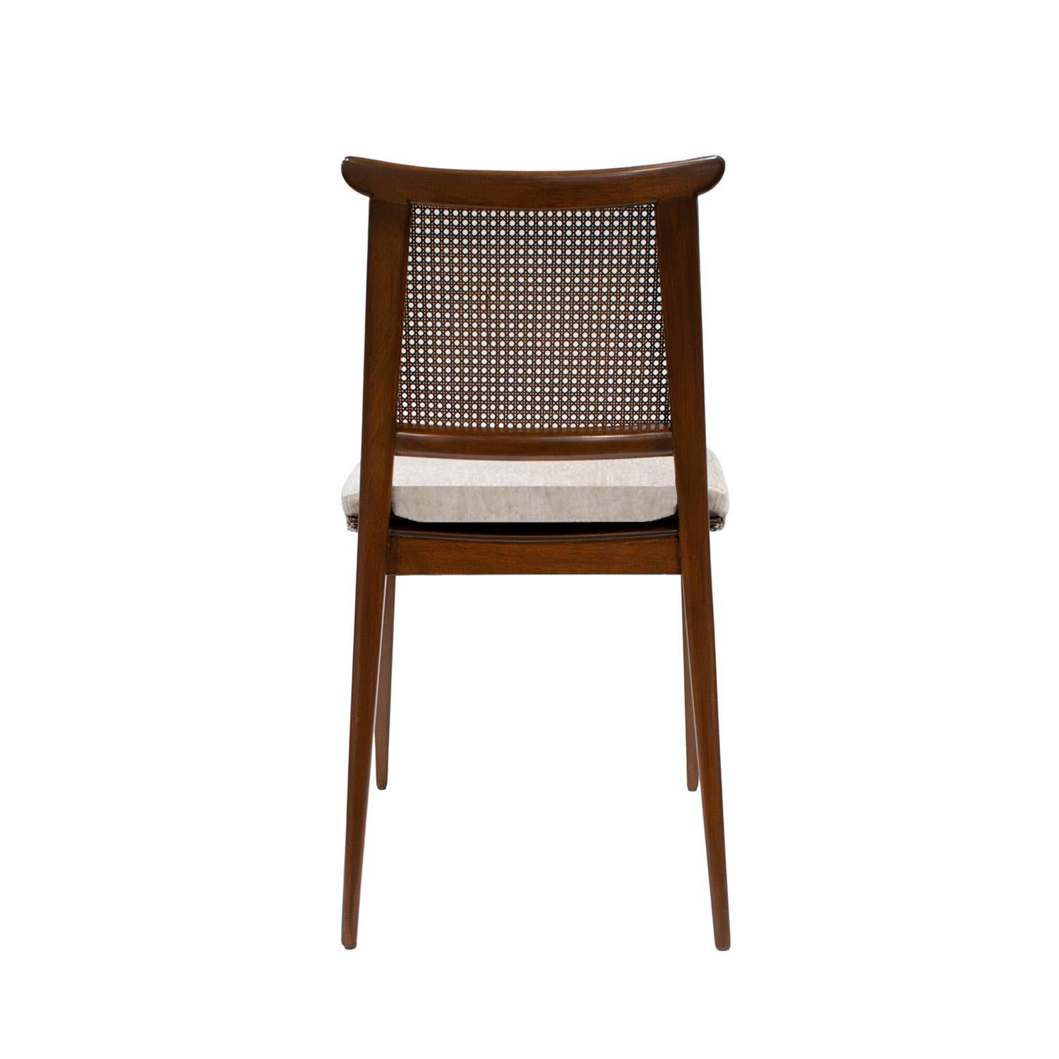 Edward Wormley Set of 6 Dining Chairs in Mahogany with Cane Backs 1940s In Excellent Condition In New York, NY