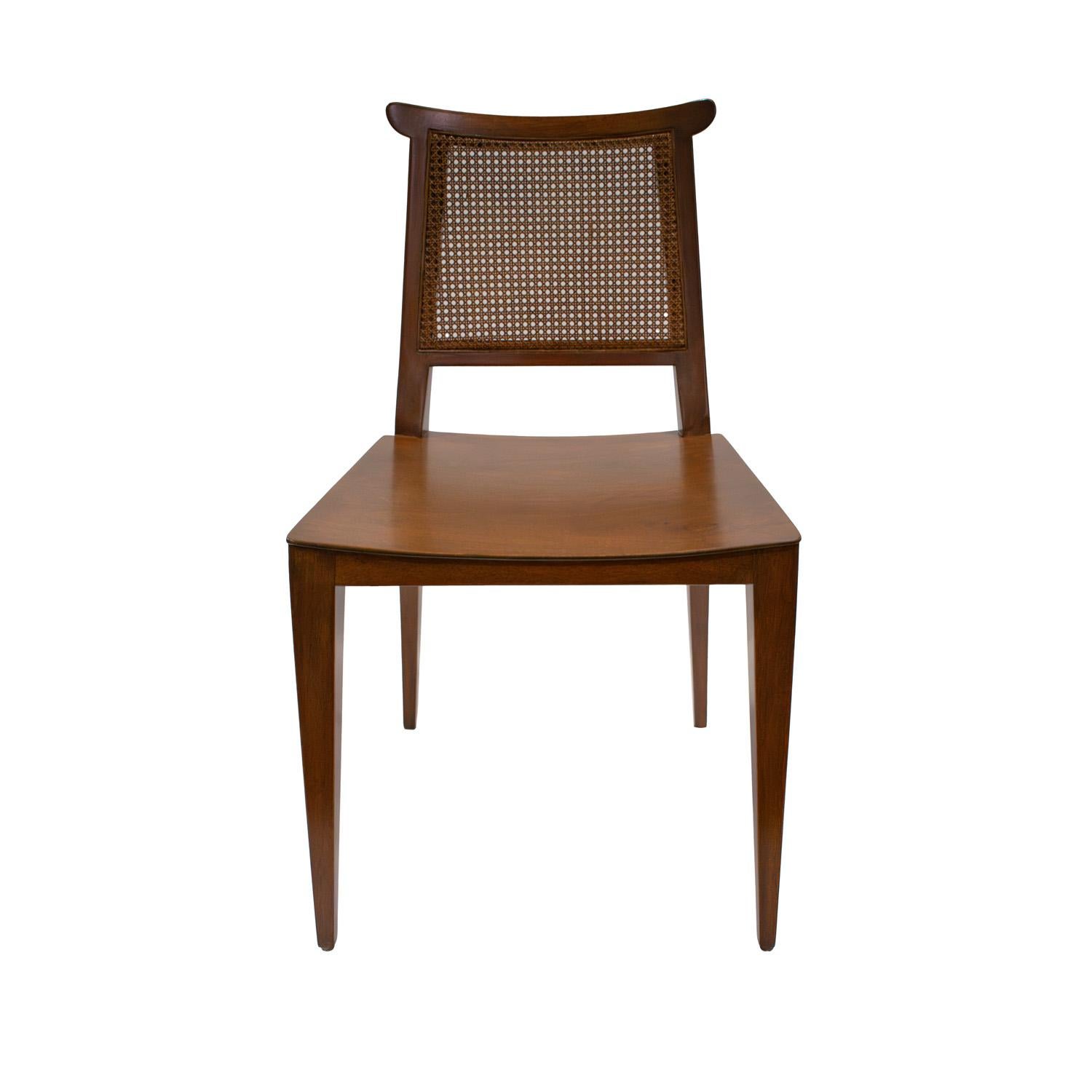 Mid-20th Century Edward Wormley Set of 6 Dining Chairs in Mahogany with Cane Backs 1940s
