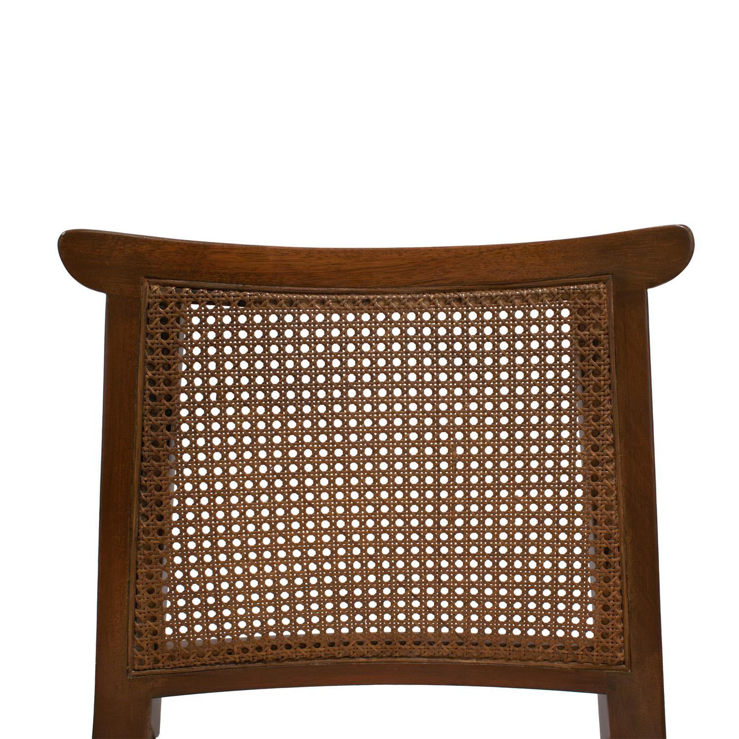 Chenille Edward Wormley Set of 6 Dining Chairs in Mahogany with Cane Backs 1940s