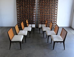 Edward Wormley Set of Eight Caned Dining Chairs for Dunbar, circa 1955