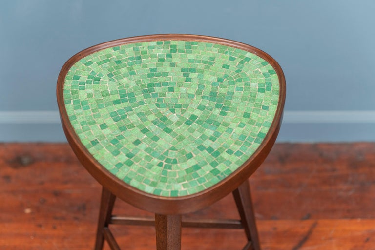 Edward Wormley design Murano glass tile top side table for Dunbar. Perfect for drinks or coffee an elegant shape mahogany side table that will look great anywhere. Very good original condition, labeled.