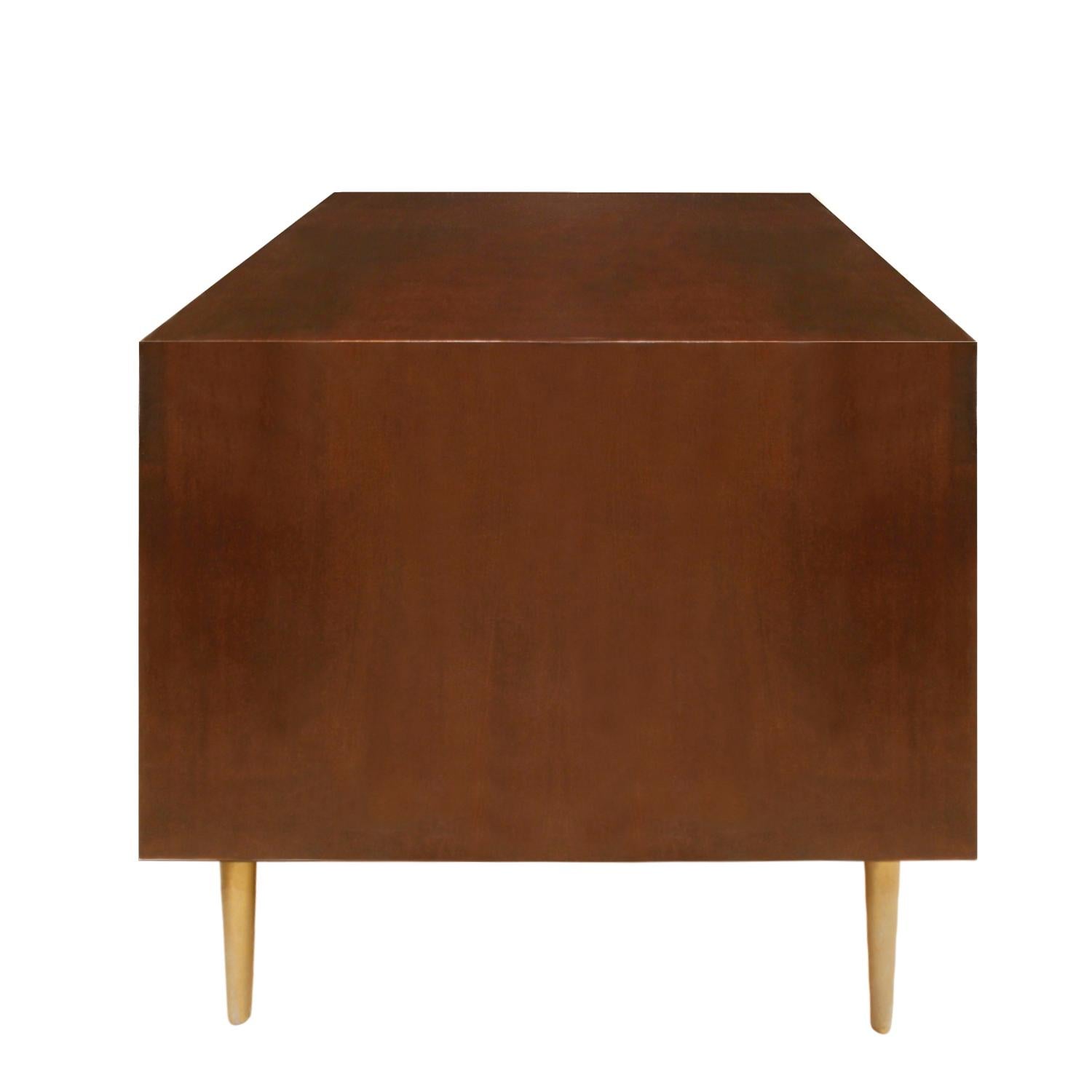 Mid-Century Modern Edward Wormley Side Table in Mahogany with Conical Brass Legs 1940s 'Signed' For Sale