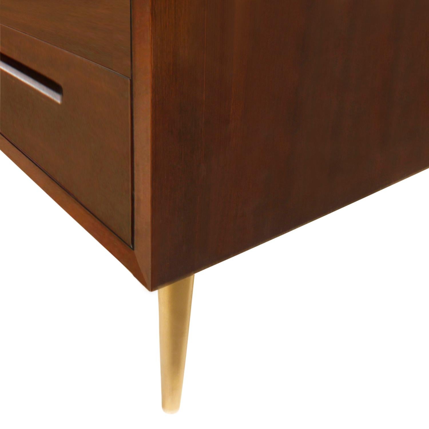 Hand-Crafted Edward Wormley Side Table in Mahogany with Conical Brass Legs 1940s 'Signed' For Sale