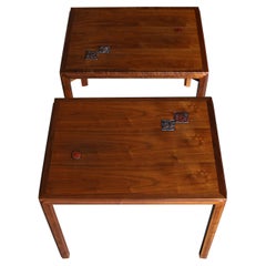 Edward Wormley Side Tables for Dunbar with Natzler Tiles, circa 1955