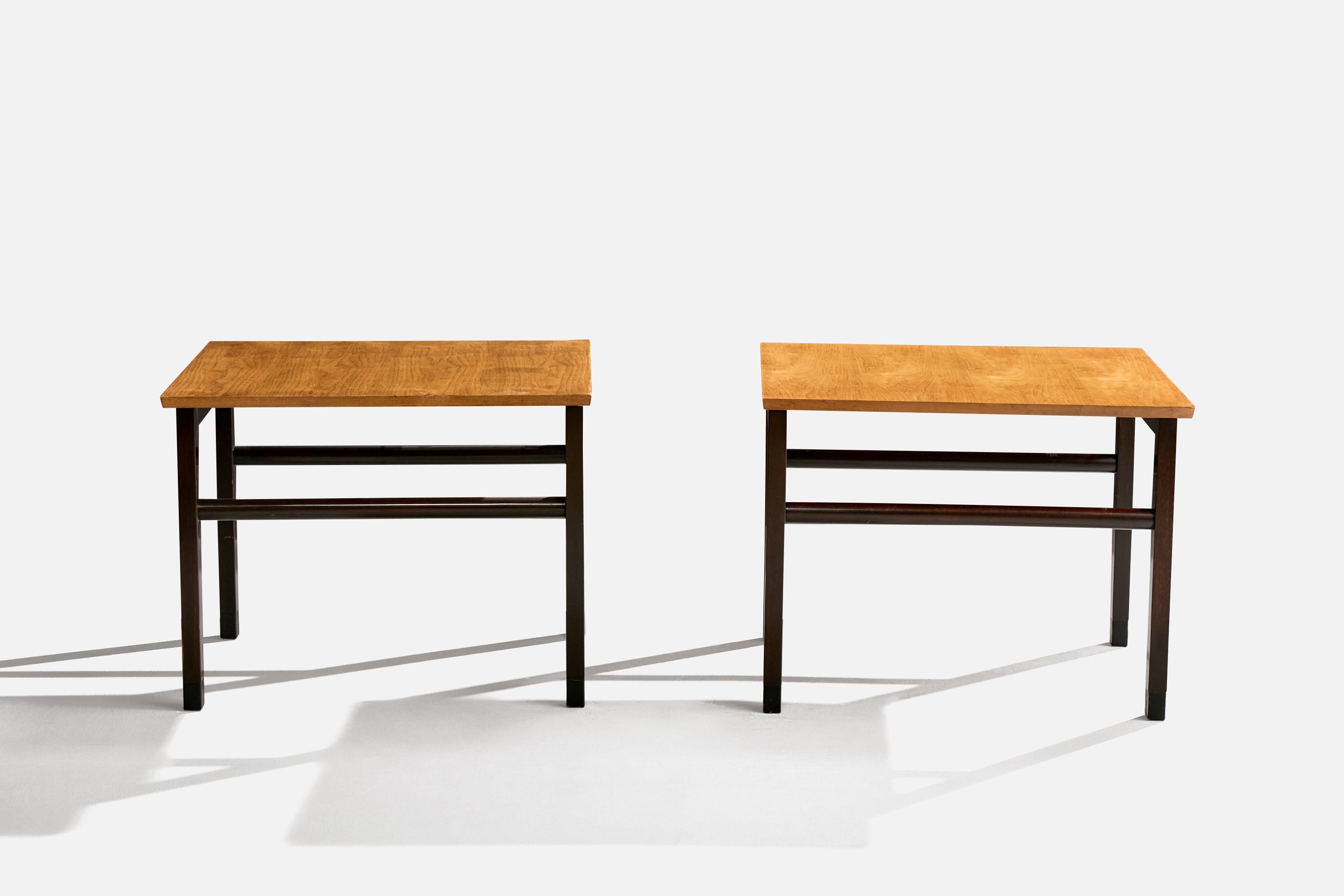 Mid-Century Modern Edward Wormley, Tables d'appoint, Wood, USA, années 1960 en vente