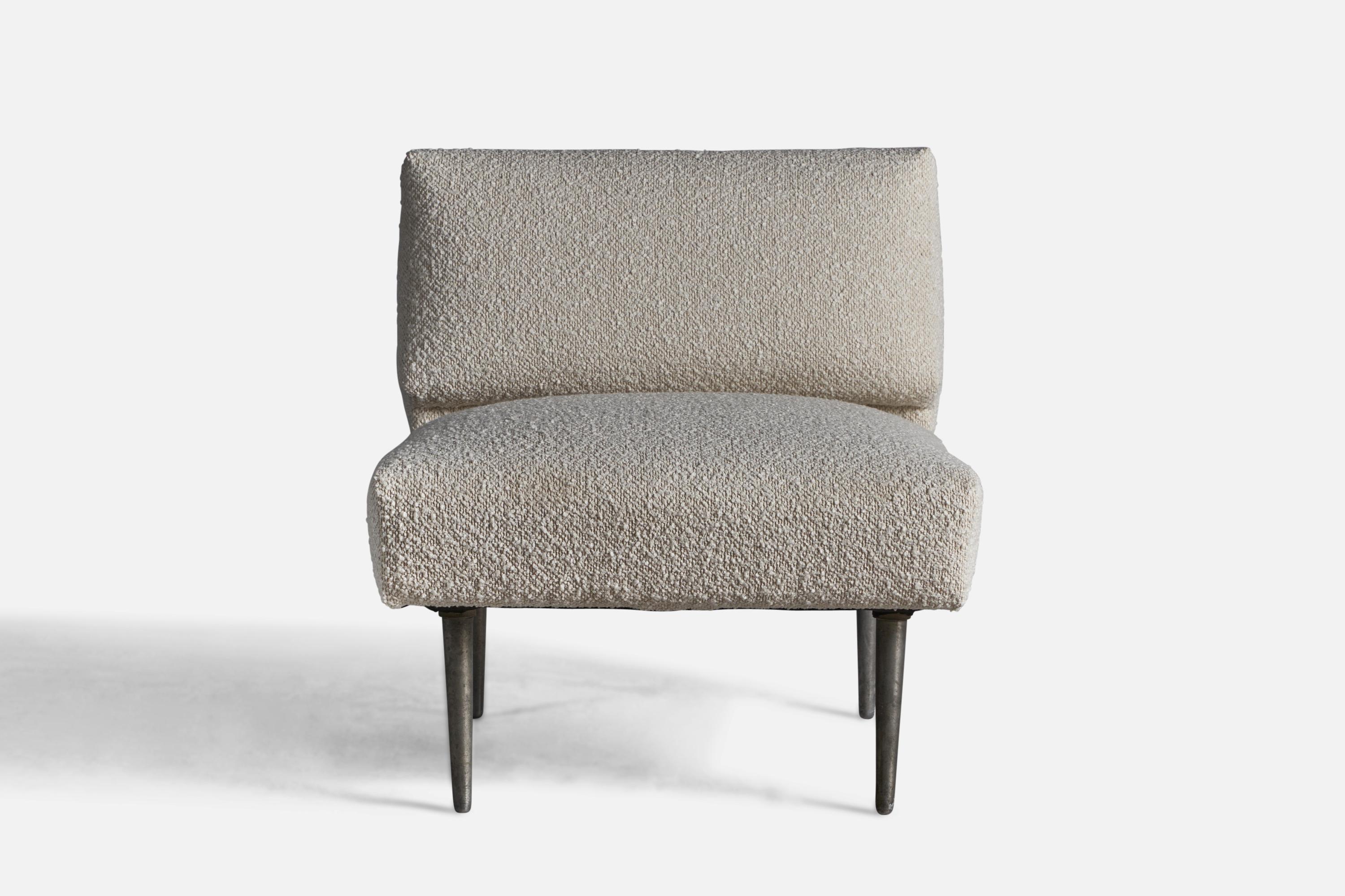 Mid-Century Modern Edward Wormley, Slipper Chair, Aluminum, Fabric, USA, 1950s For Sale