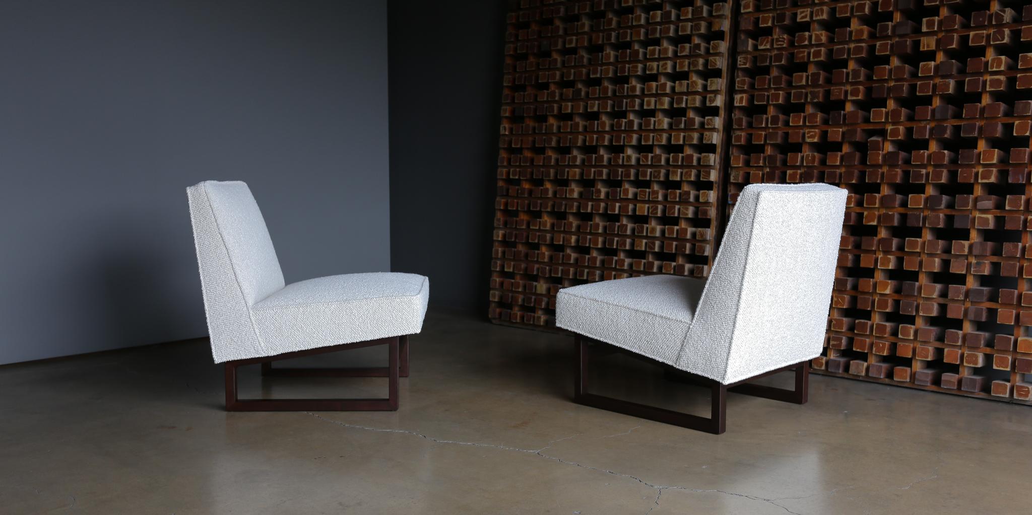 Edward Wormley Slipper Lounge Chairs for Dunbar, circa 1955 In Good Condition In Costa Mesa, CA