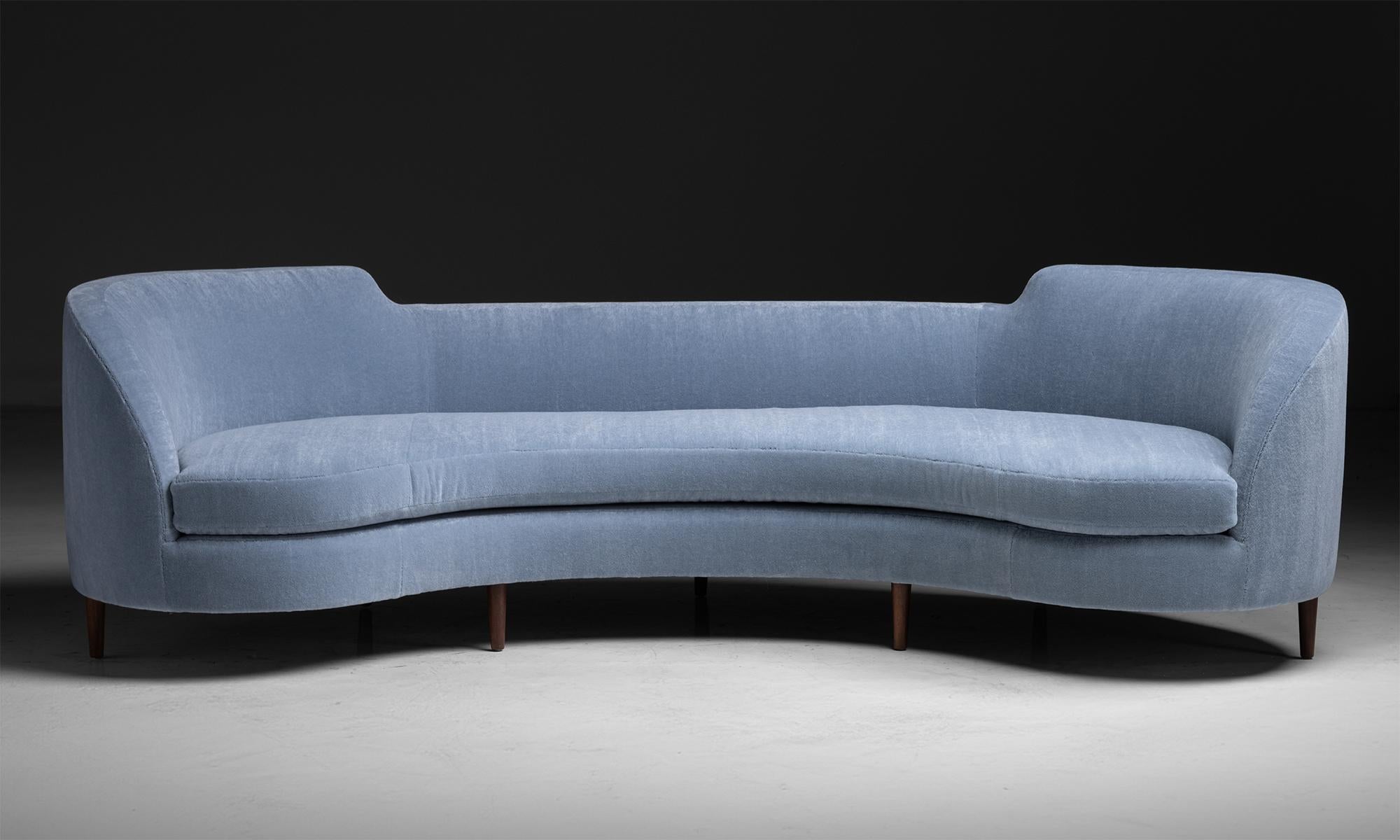 Edward Wormley Sofa
America 1952
Antique walnut frame, newly upholstered in Rosemary Hallgarten velvet.
105