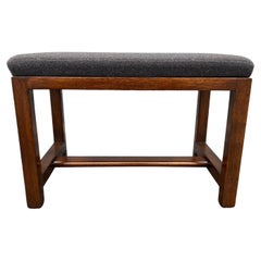 Edward Wormley Stool, Ottoman, Dunbar, Mahogany, Grey Fabric