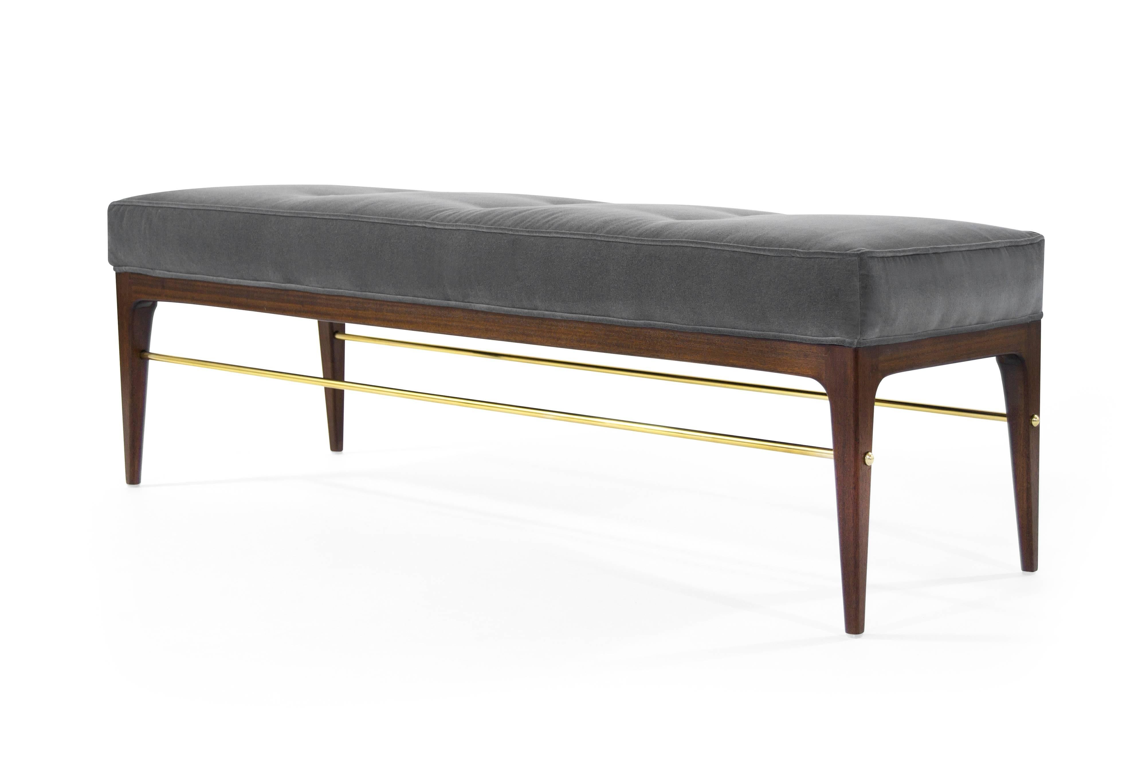 Edward Wormley Style Brass Stretcher Bench In Excellent Condition In Westport, CT