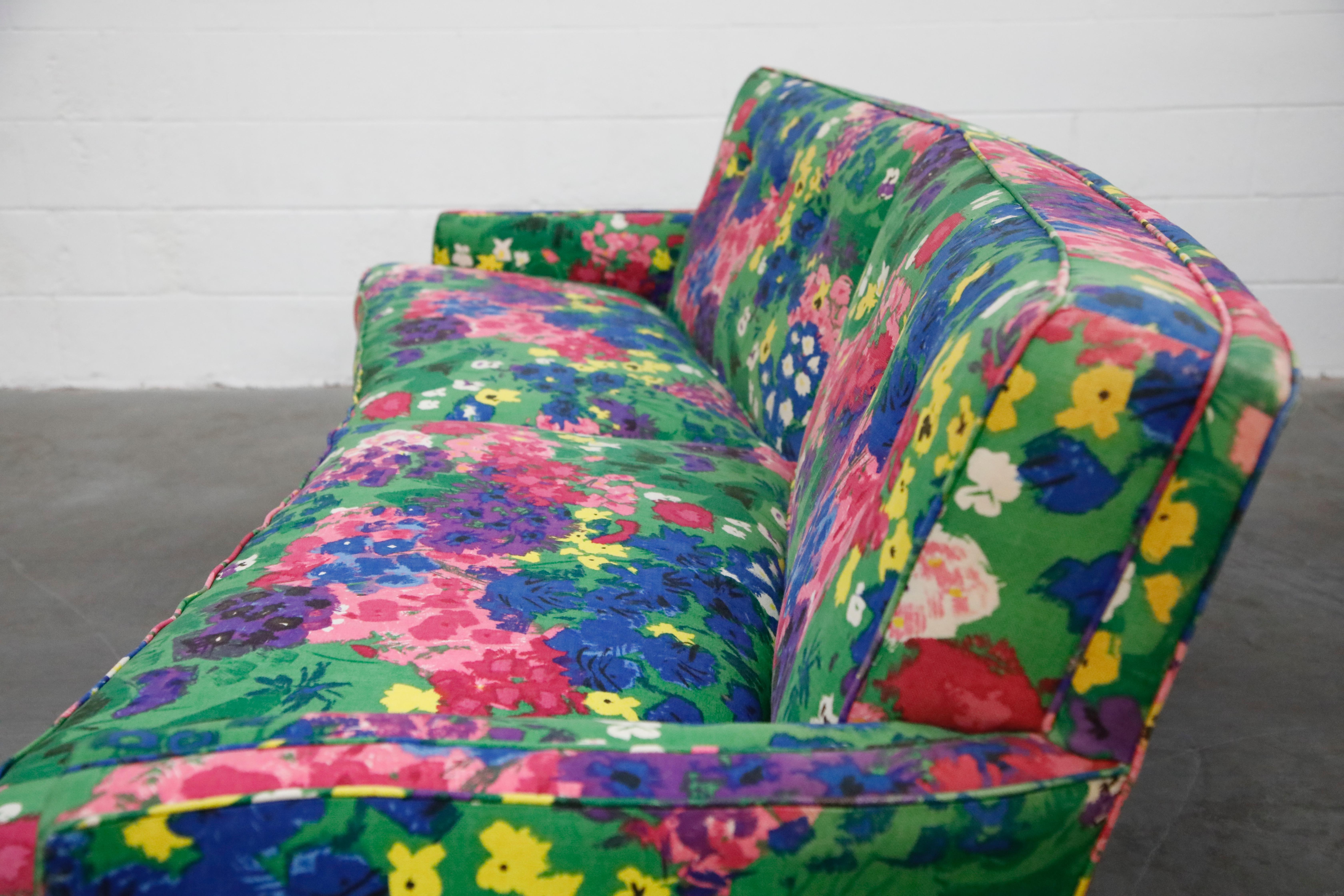 Edward Wormley Style Curved Sofa with Jack Lenor Larsen Style Fabric, circa 1970 8