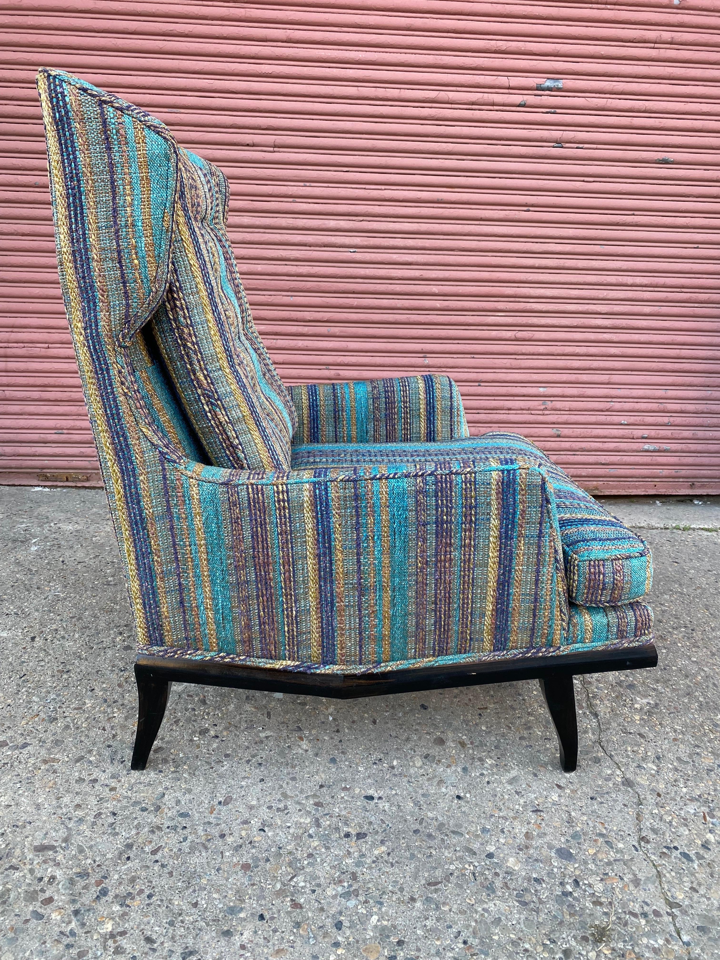 Mid-Century Modern Edward Wormley Style Lounge Chair with original Jack Lenor Larson Fabric