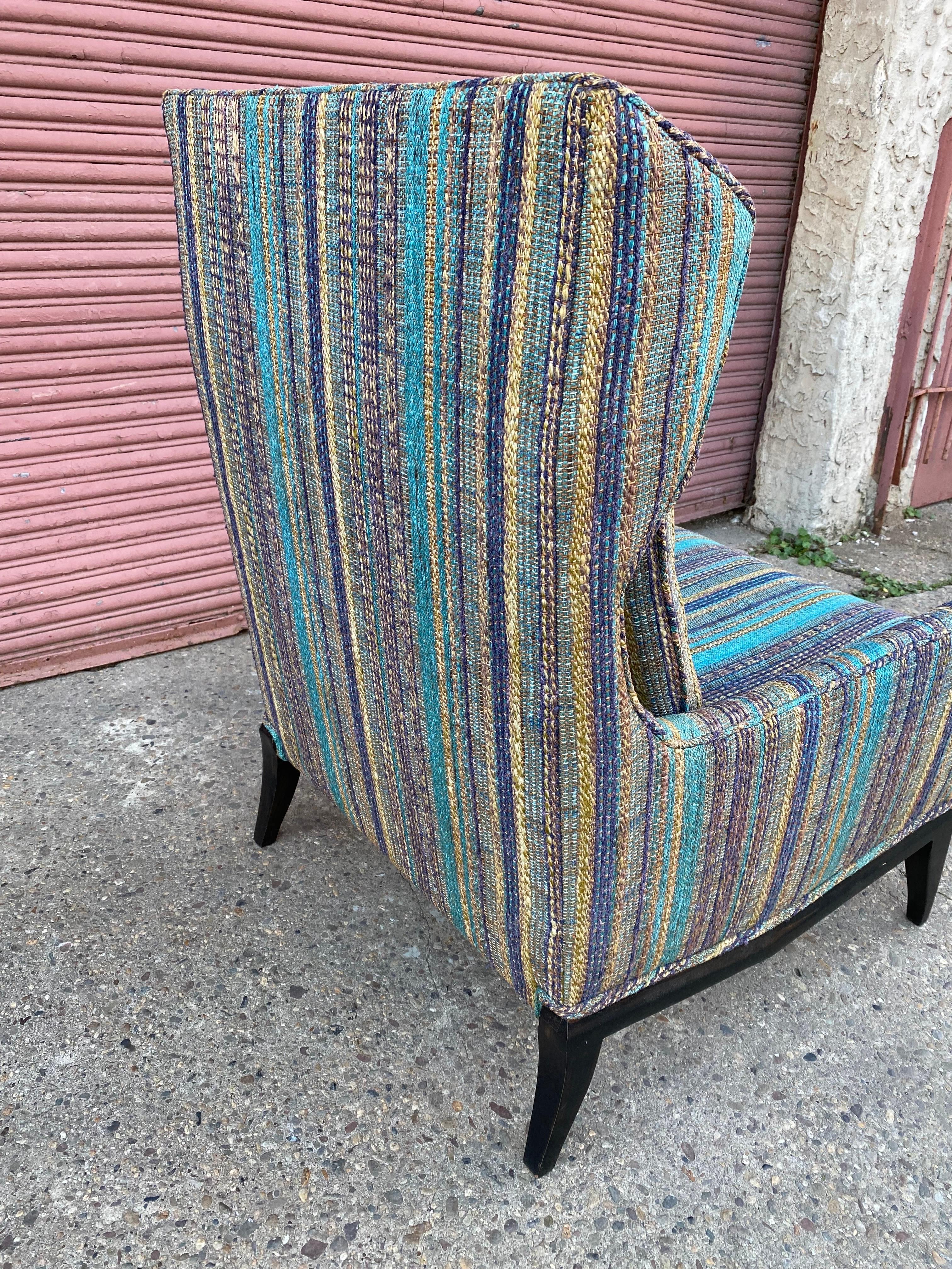 American Edward Wormley Style Lounge Chair with original Jack Lenor Larson Fabric