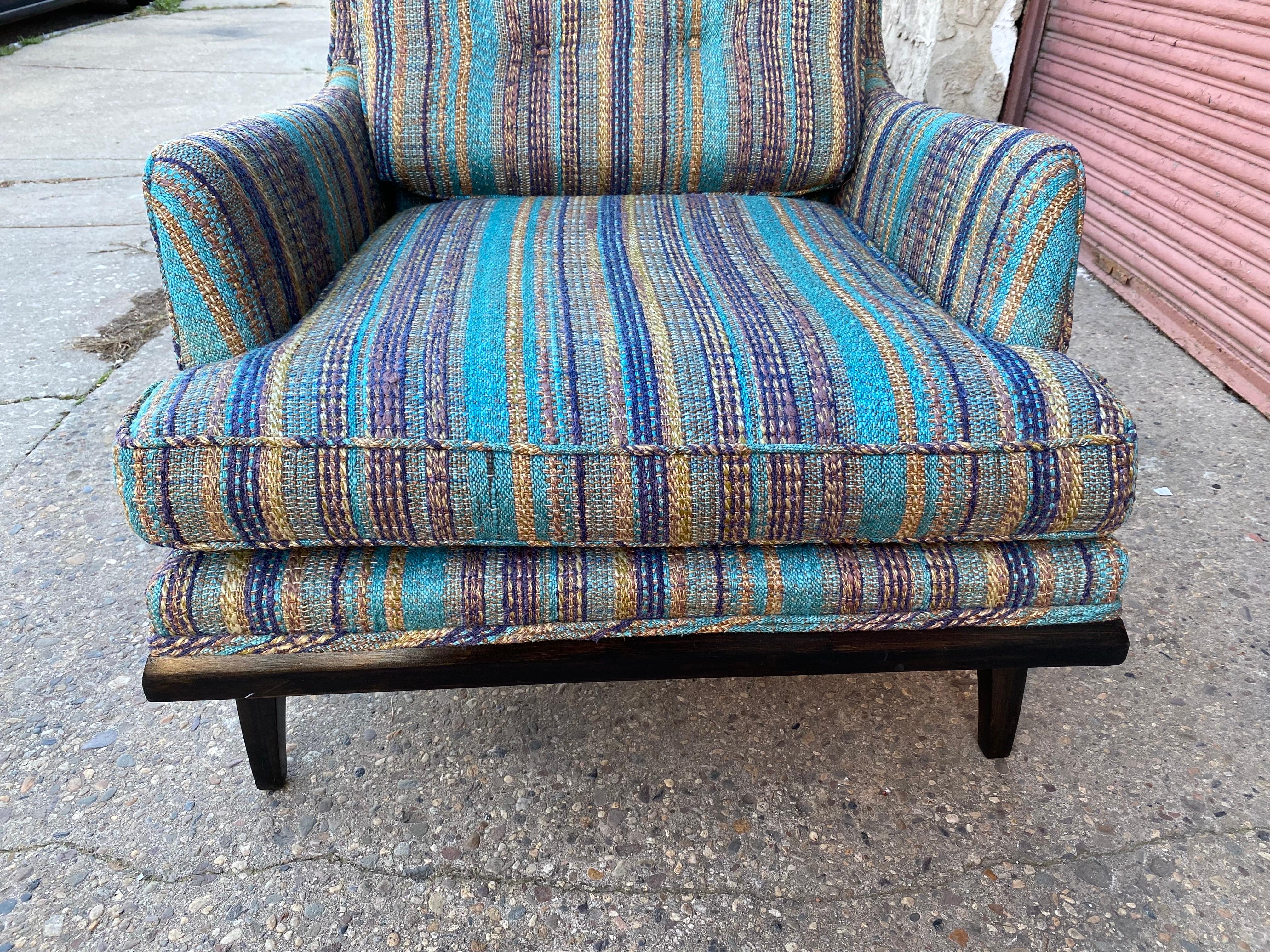Mid-20th Century Edward Wormley Style Lounge Chair with original Jack Lenor Larson Fabric