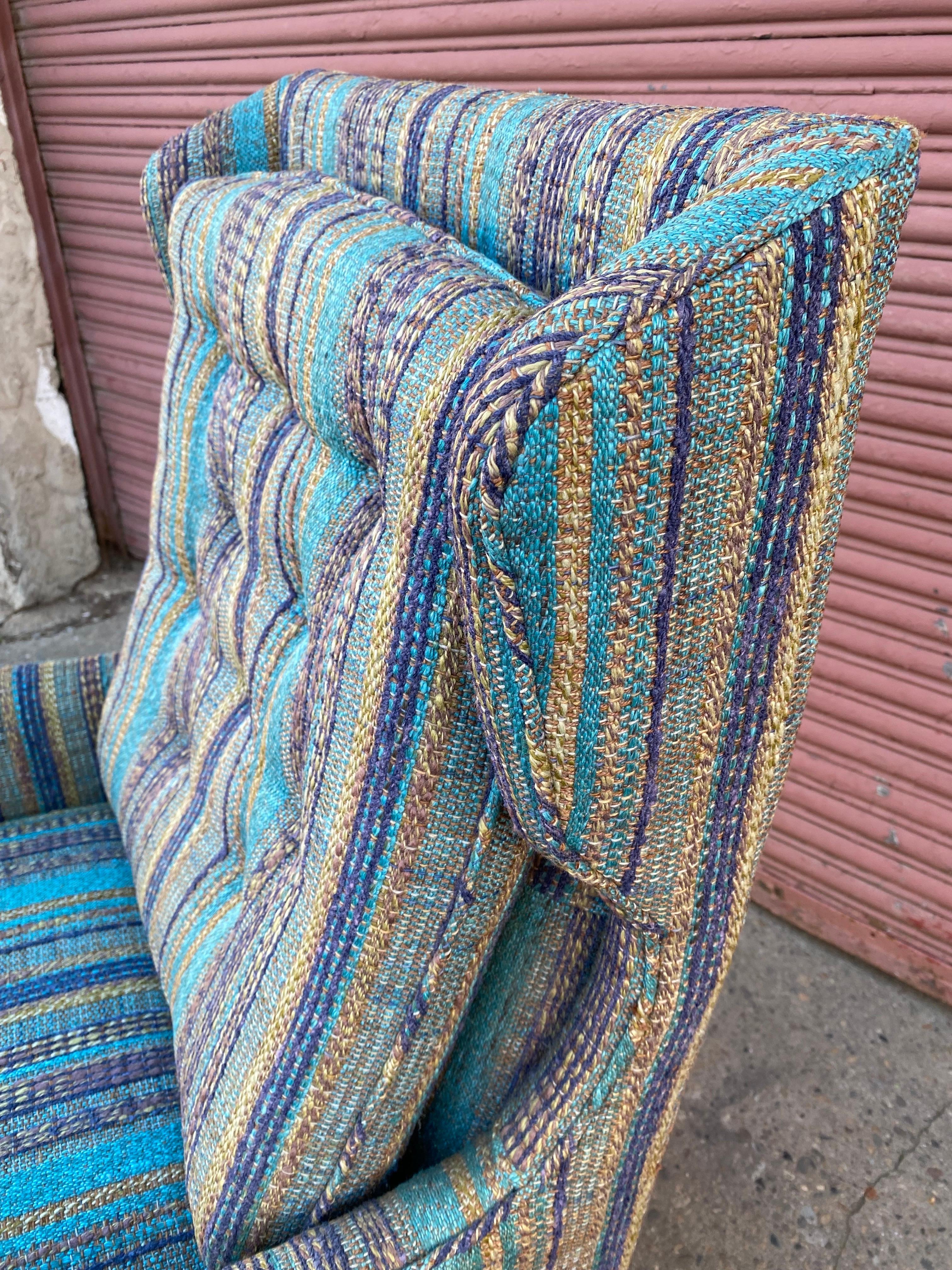 Edward Wormley Style Lounge Chair with original Jack Lenor Larson Fabric 1
