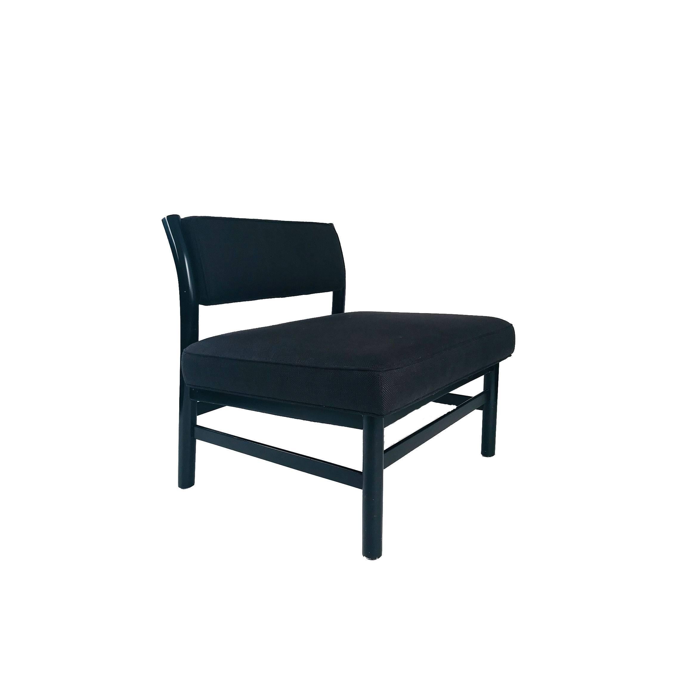 Mid-Century Modern Edward Wormley style Mid Century Black Linen Slipper Chair