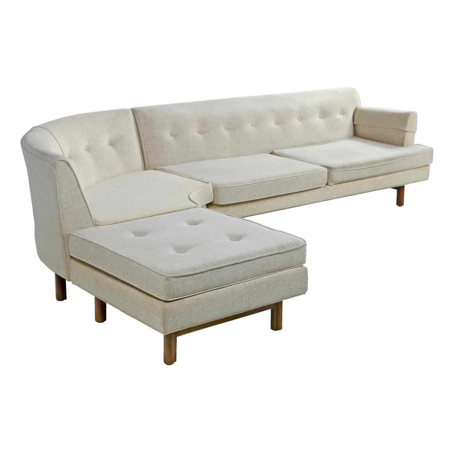 Edward Wormley Style Mid-Century Modern Tufted Sectional Sofa Couch