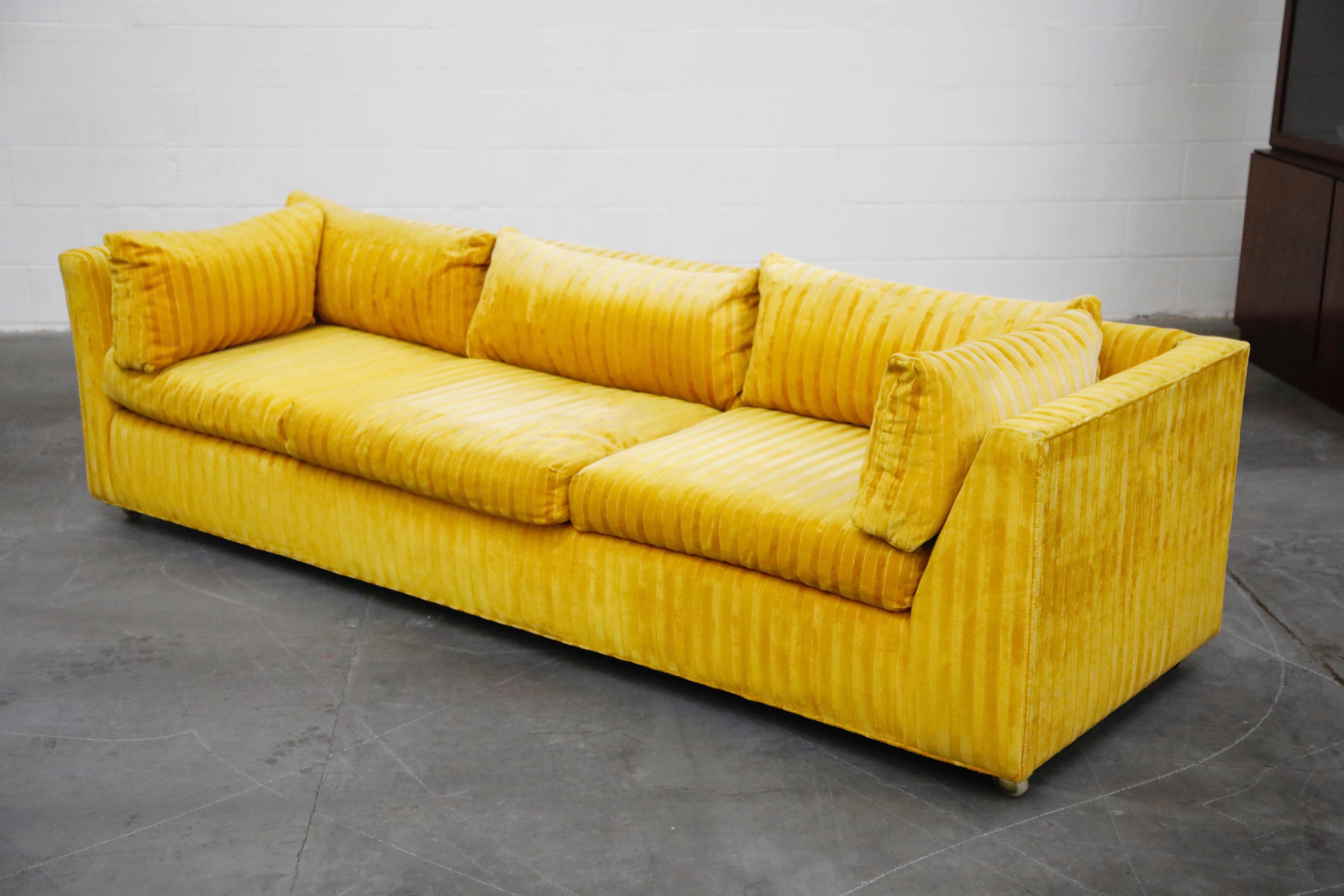 Edward Wormley Style Sectional Sofa with Striped Velvet, Dated 1972 1