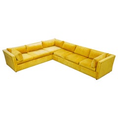 Modulares Sofa im Edward Wormley-Stil mit gestreiftem Samt:: datiert 1972