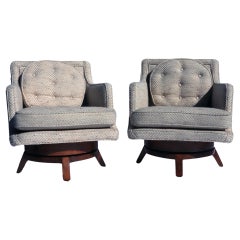 Retro Edward Wormley Swivel Lounge Chairs, Dunbar Model 5609