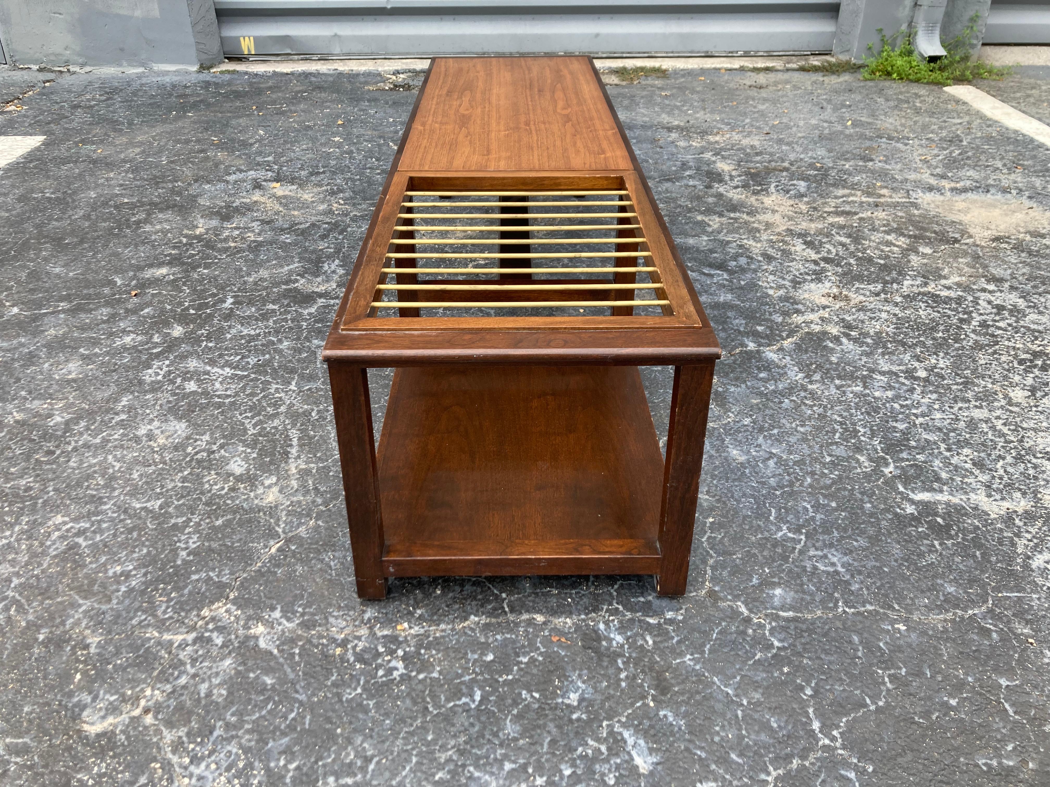 Edward Wormley Table, Bench, Dunbar, Brass, Mahogany In Good Condition For Sale In Miami, FL