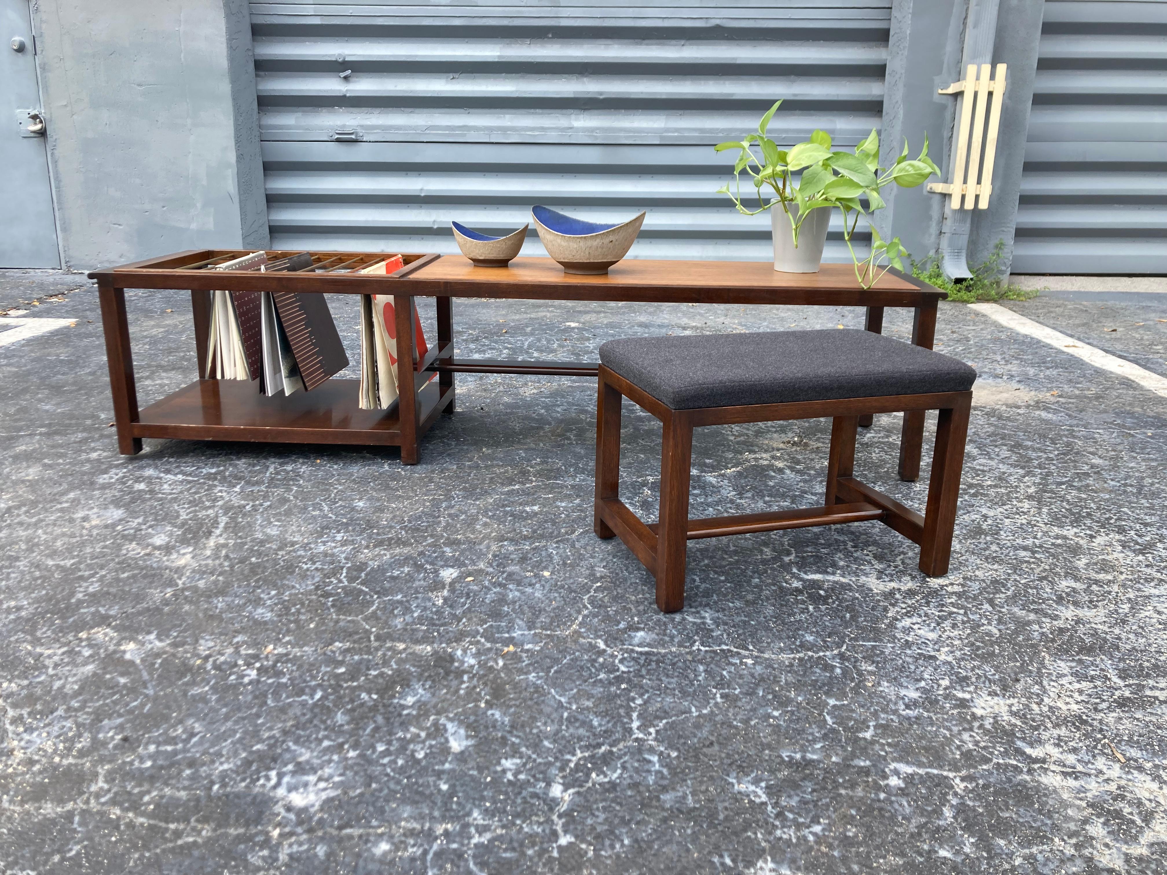 Edward Wormley Table, Bench, Dunbar, Brass, Mahogany For Sale 2