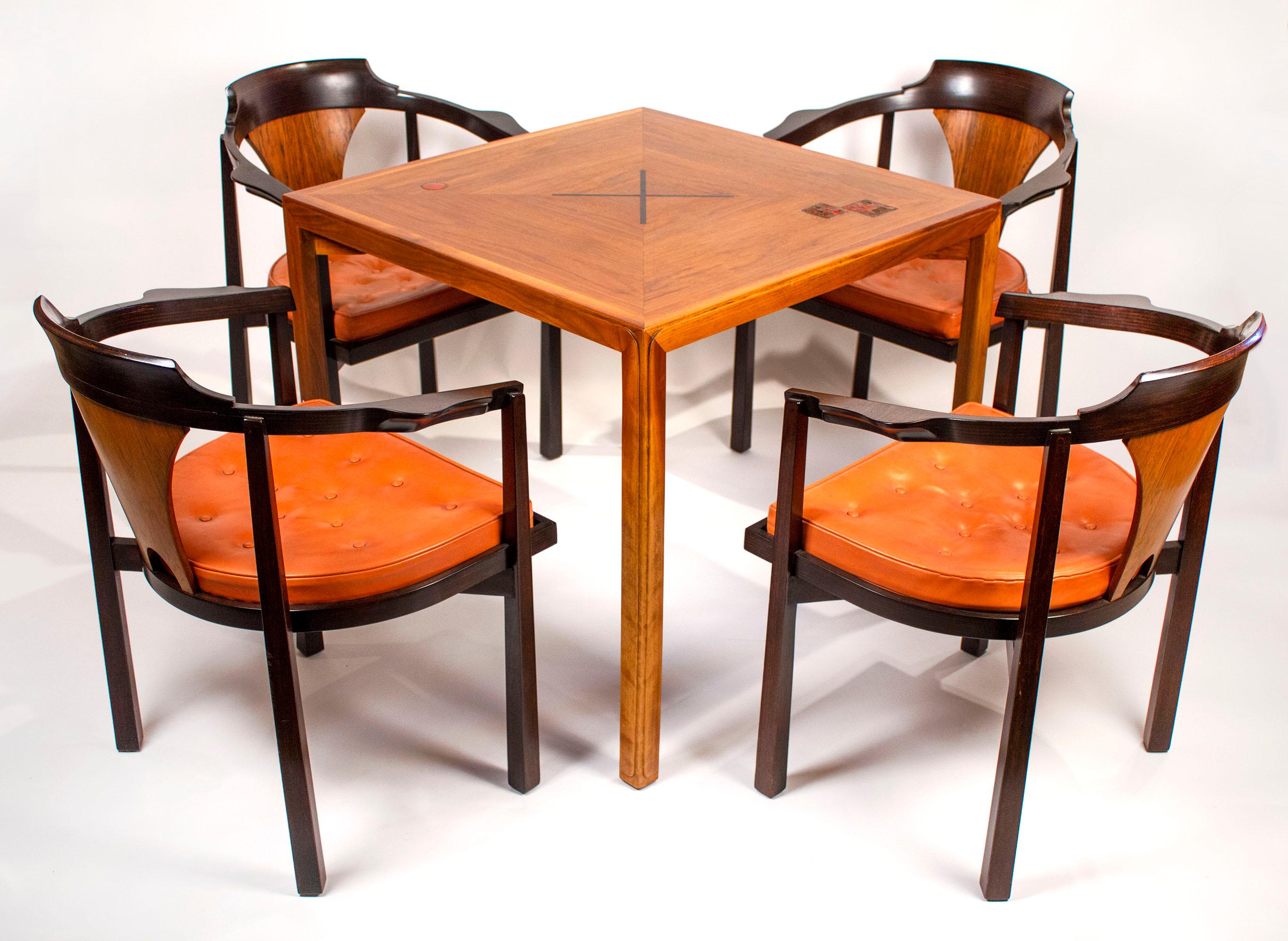 20th Century Edward Wormley Table & Chairs for Dunbar with Gertrude & Otto Natzler Tiles
