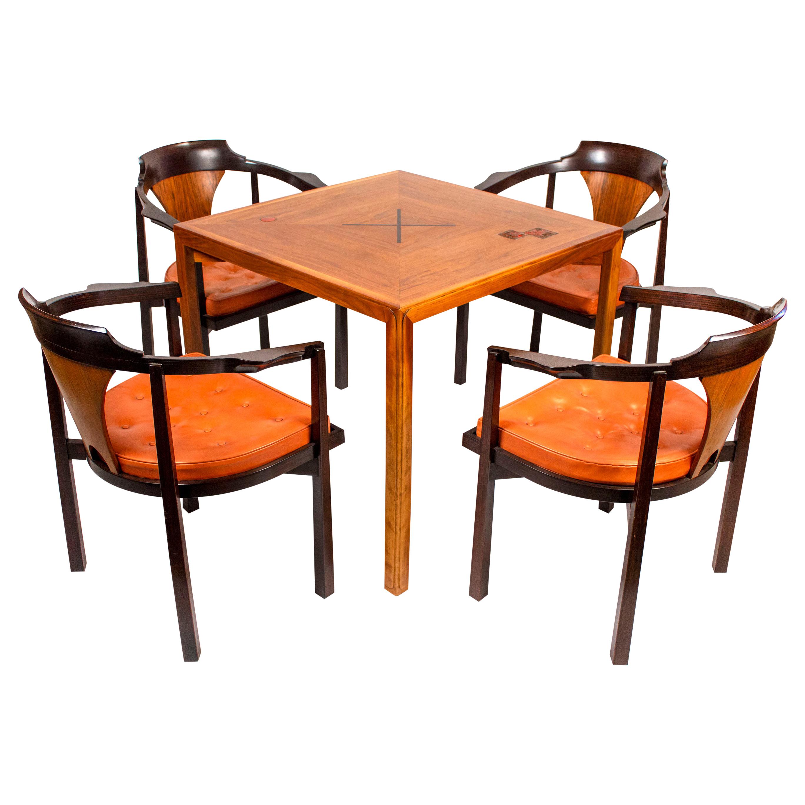 Edward Wormley Table & Chairs for Dunbar with Gertrude & Otto Natzler Tiles