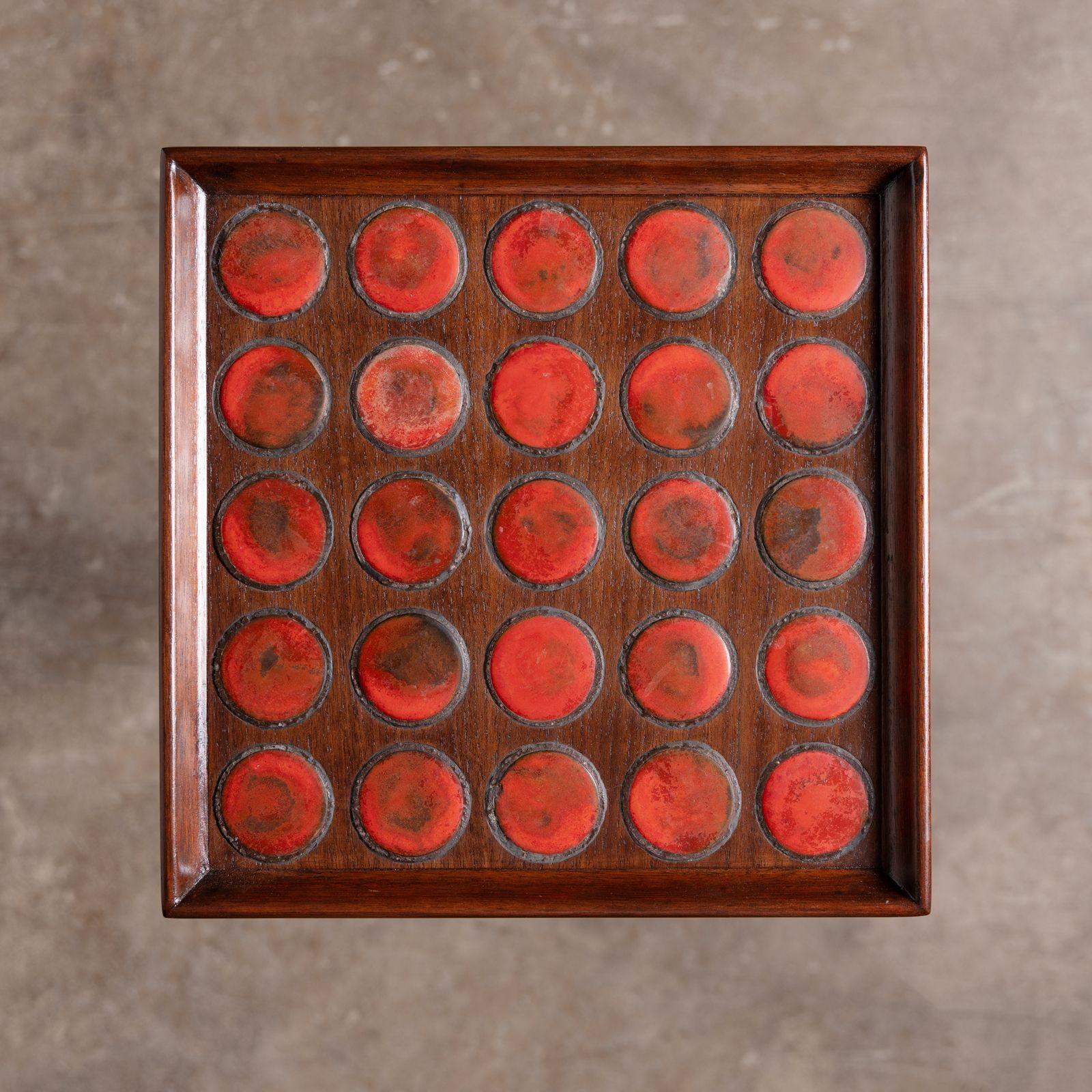 Table d'appoint Edward Wormley avec carreaux de faïence Natzler pour Dunbar 1960s Bon état - En vente à Dallas, TX