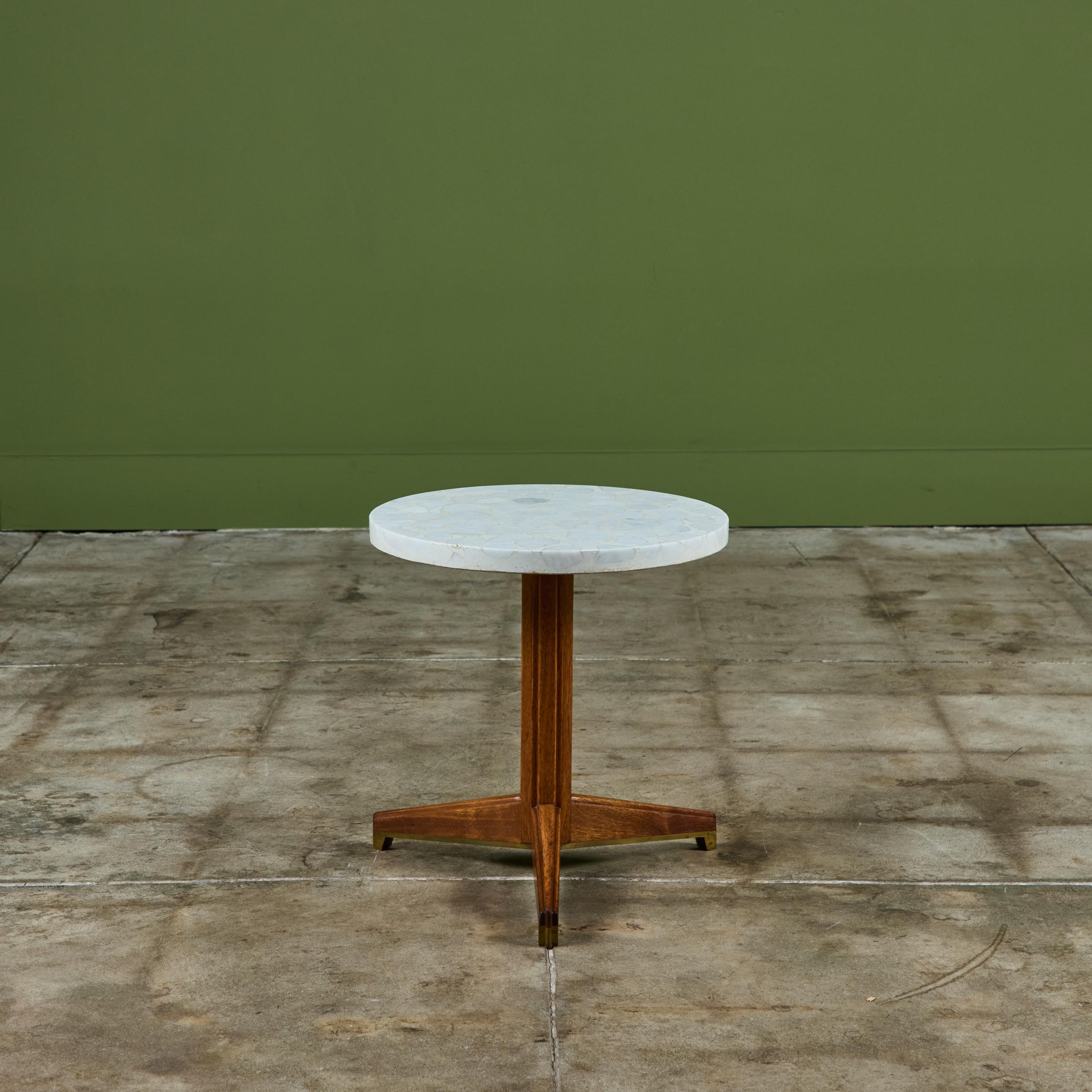 Edward Wormley Terrazzo Round Side Table for Dunbar In Excellent Condition For Sale In Los Angeles, CA