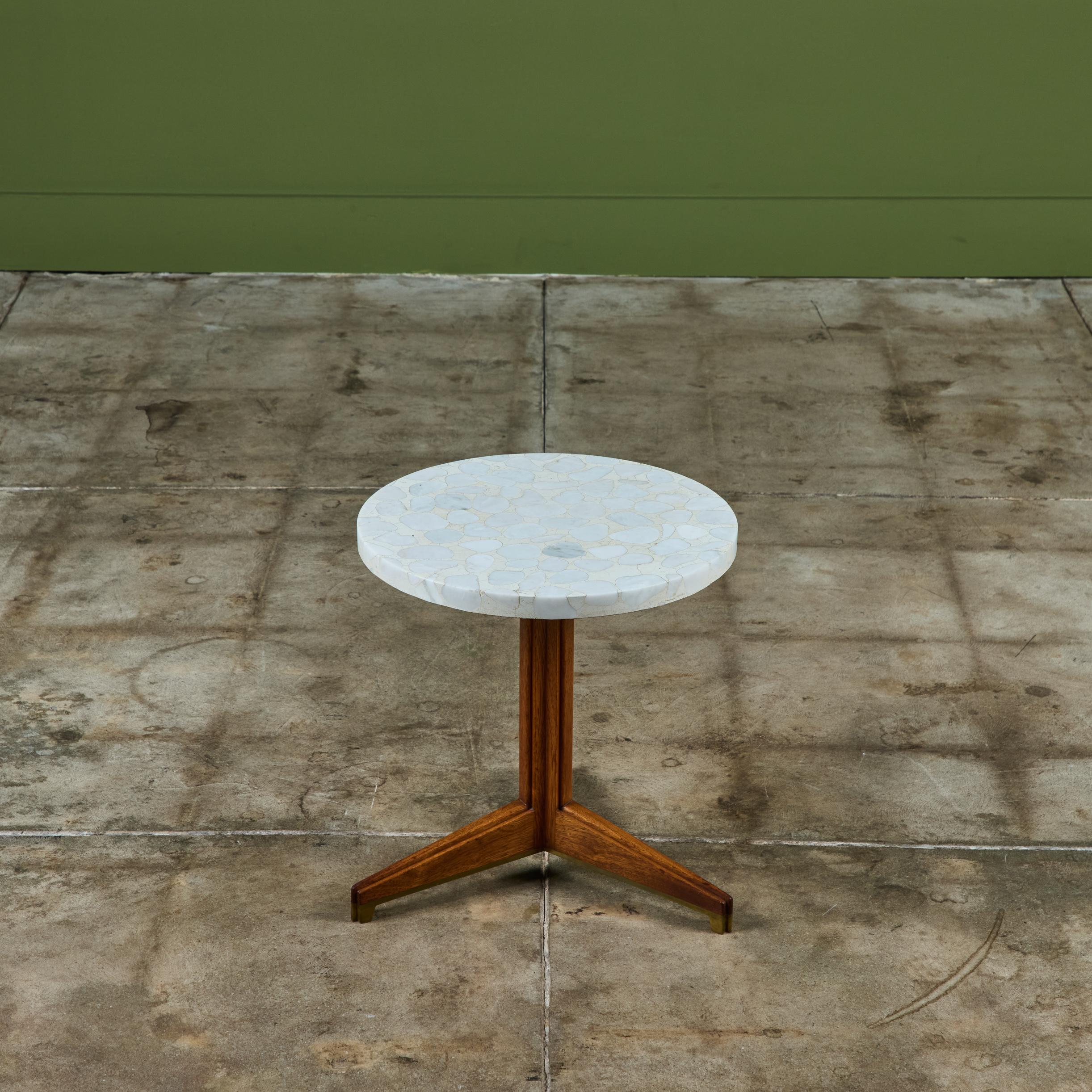Brass Edward Wormley Terrazzo Round Side Table for Dunbar For Sale