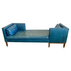 Edward Wormley Tete-a-Tete Sofa for Dunbar in Blue Leather