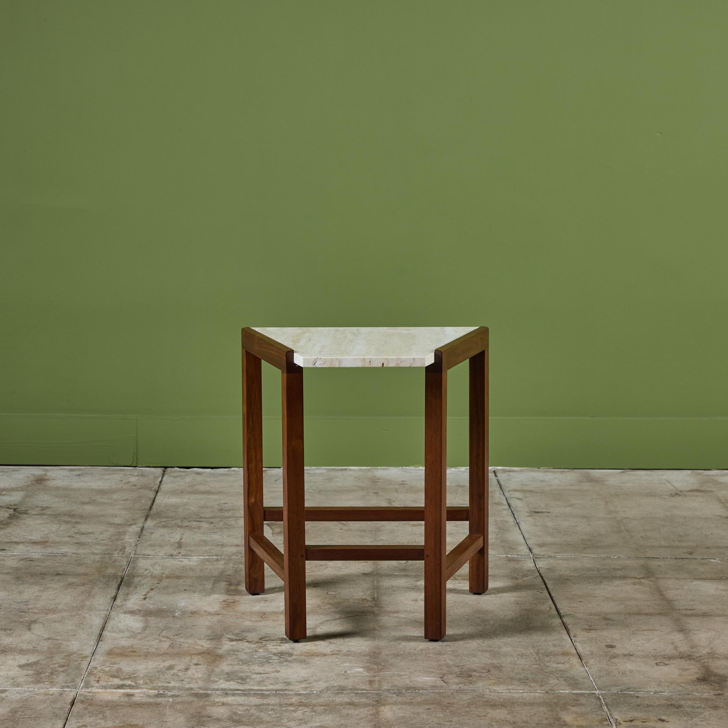 Américain Table d'appoint en travertin Edward Wormley pour Dunbar en vente