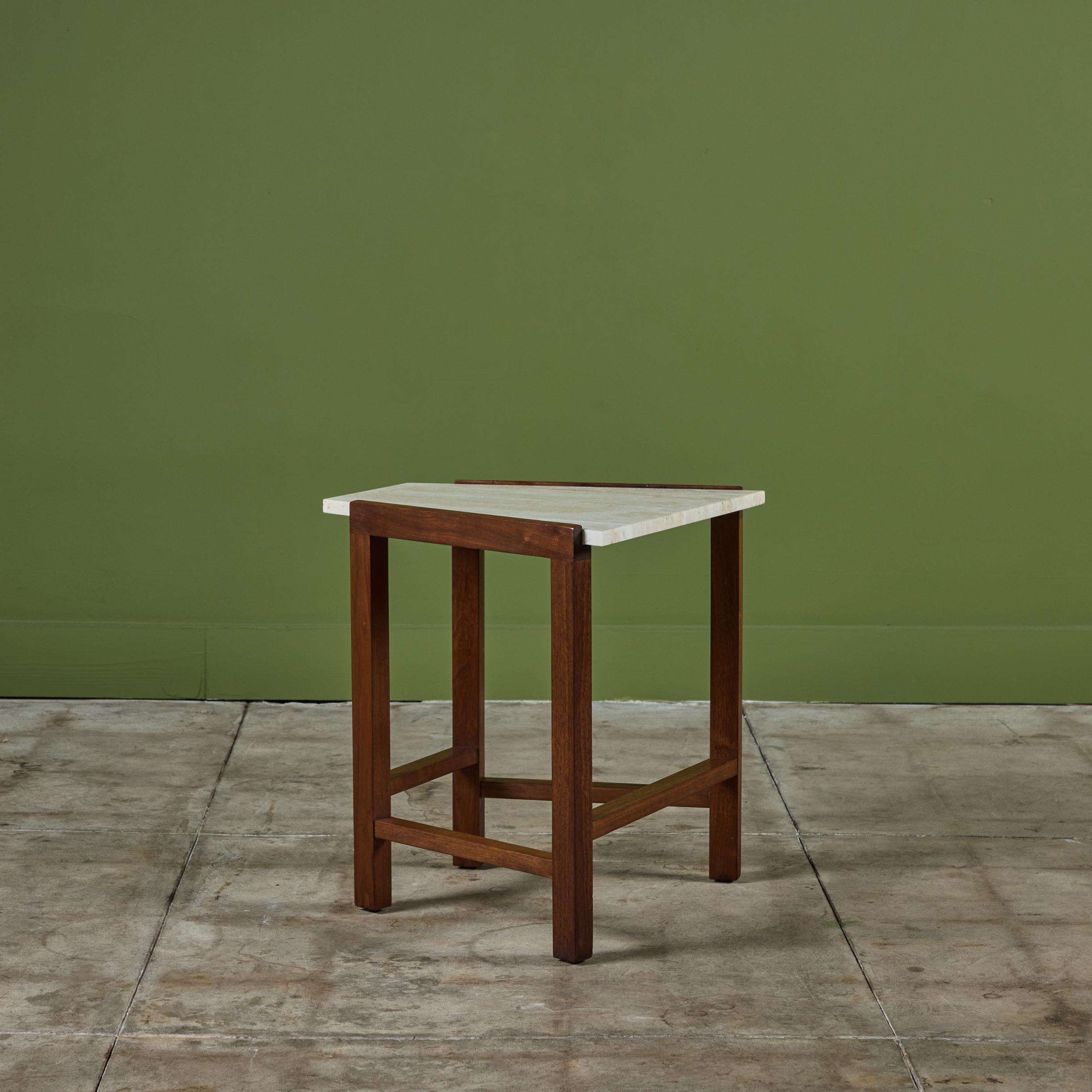 Milieu du XXe siècle Table d'appoint en travertin Edward Wormley pour Dunbar en vente